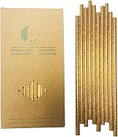 Vista 9 de Pajitas de papel plateado metálico, paquete de 100 pajitas de papel biodegradables extra duraderas para pasteles en cumpleaños, aniversario