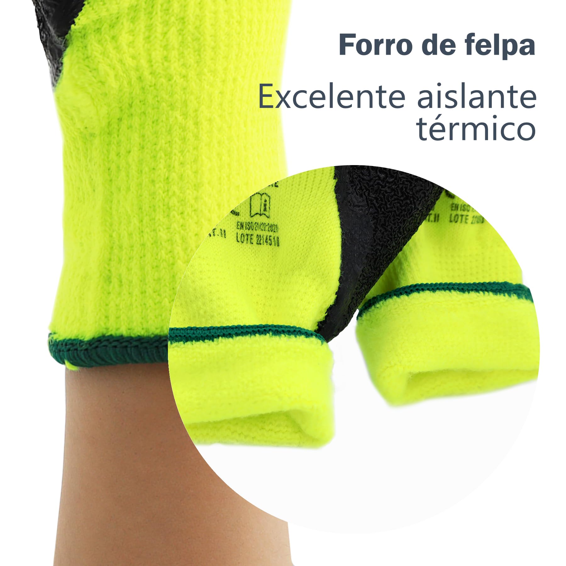 Guantes con CAT 2 de Protección Ideales para Fontanería, Mecánica, Almacén, Manejo de Cajas, Guantes de trabajo Antideslizantes en Poliéster y Látex, Duraderos, Cómodos y Ligeros.