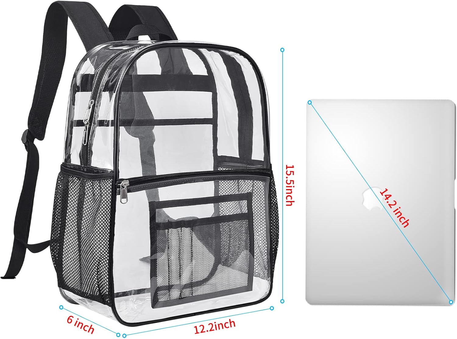USPECLARE Clear Backpack for Stadium Approved 12×6×12, Water proof Clear Bag for Stadium Events and Concert Work Sport Event - Image 5