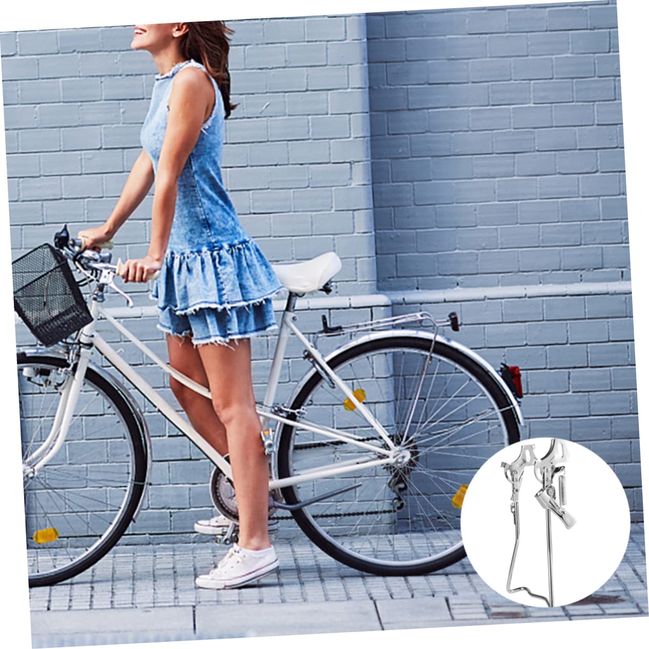 Béquille de Vélo 20 Pouces Double Support de Stationnement Argenté