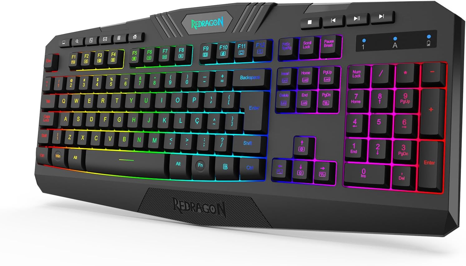 Teclado Gamer Redragon Harpe, Membrana, RGB, ABNT2, Wireless - K503-KS - Preto