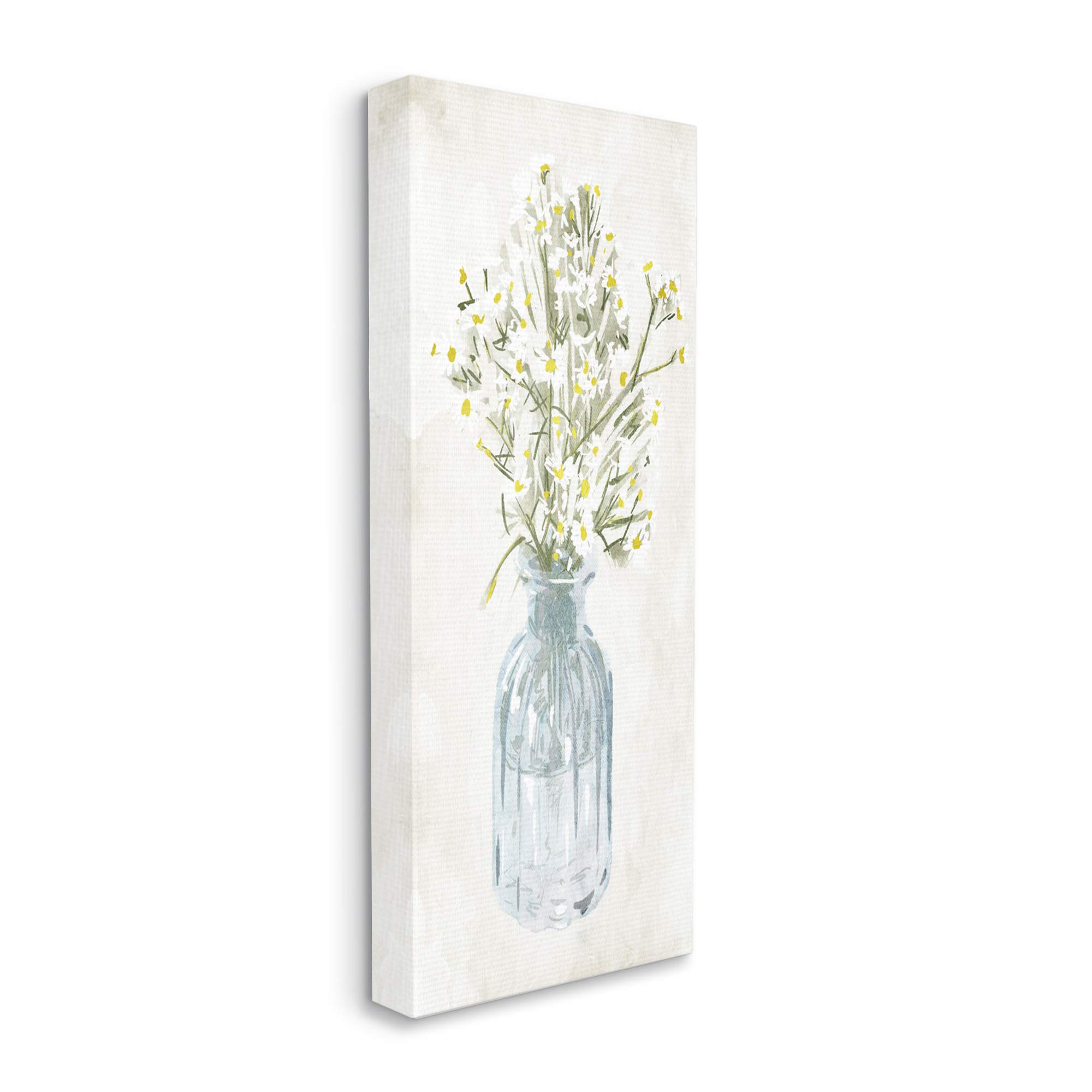 Stupell Industries Quaint White Daisies in Blue Glass Jar, Design by Milli Villa Canvas Wall Art, 10 x 24