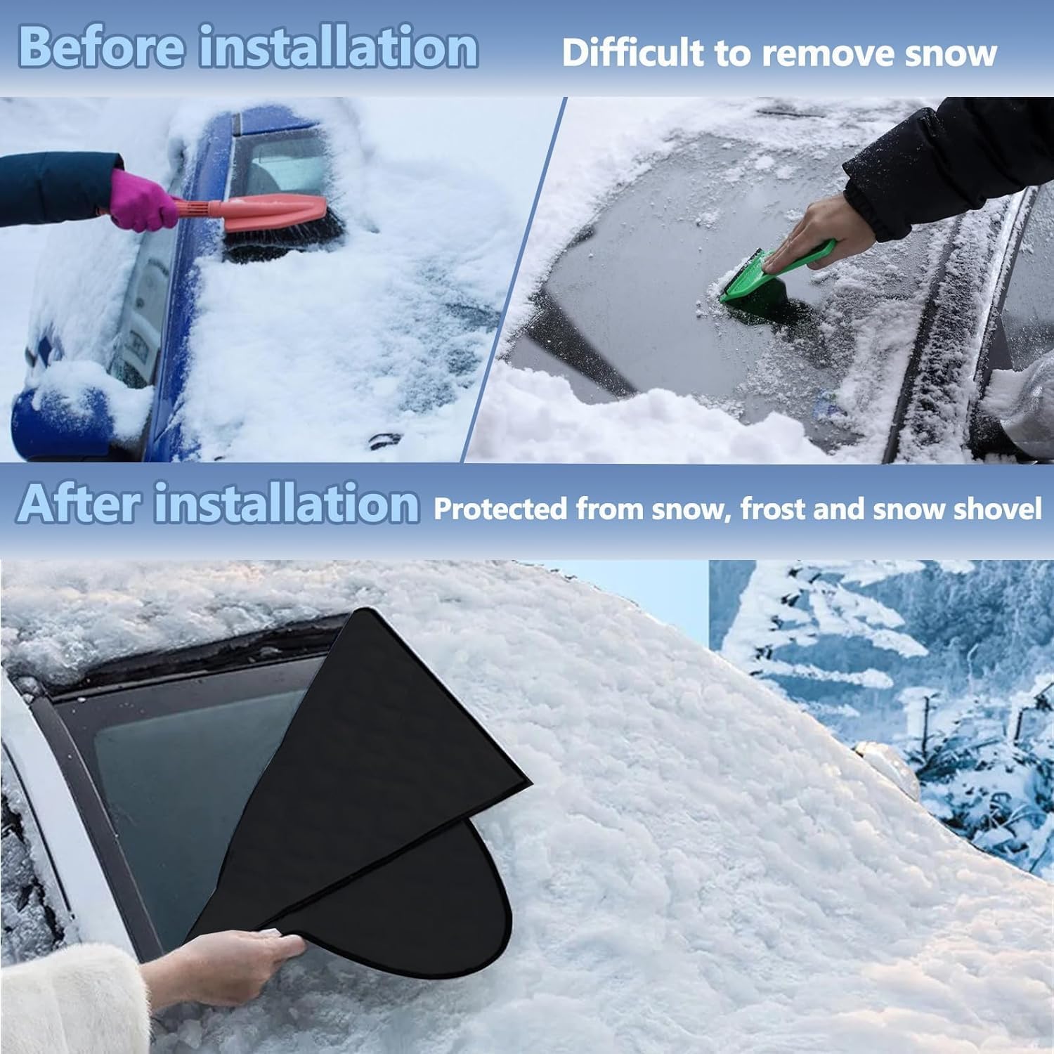 Car Windshield Snow Cover Compatible for Lamborghini Urus 2018-2022 2023 2024, for 4 Layers Protection, for Ice and Snow, Ice, UV & Frost Wiper Mirror Protector Windproof Sunshade Cover Accessories