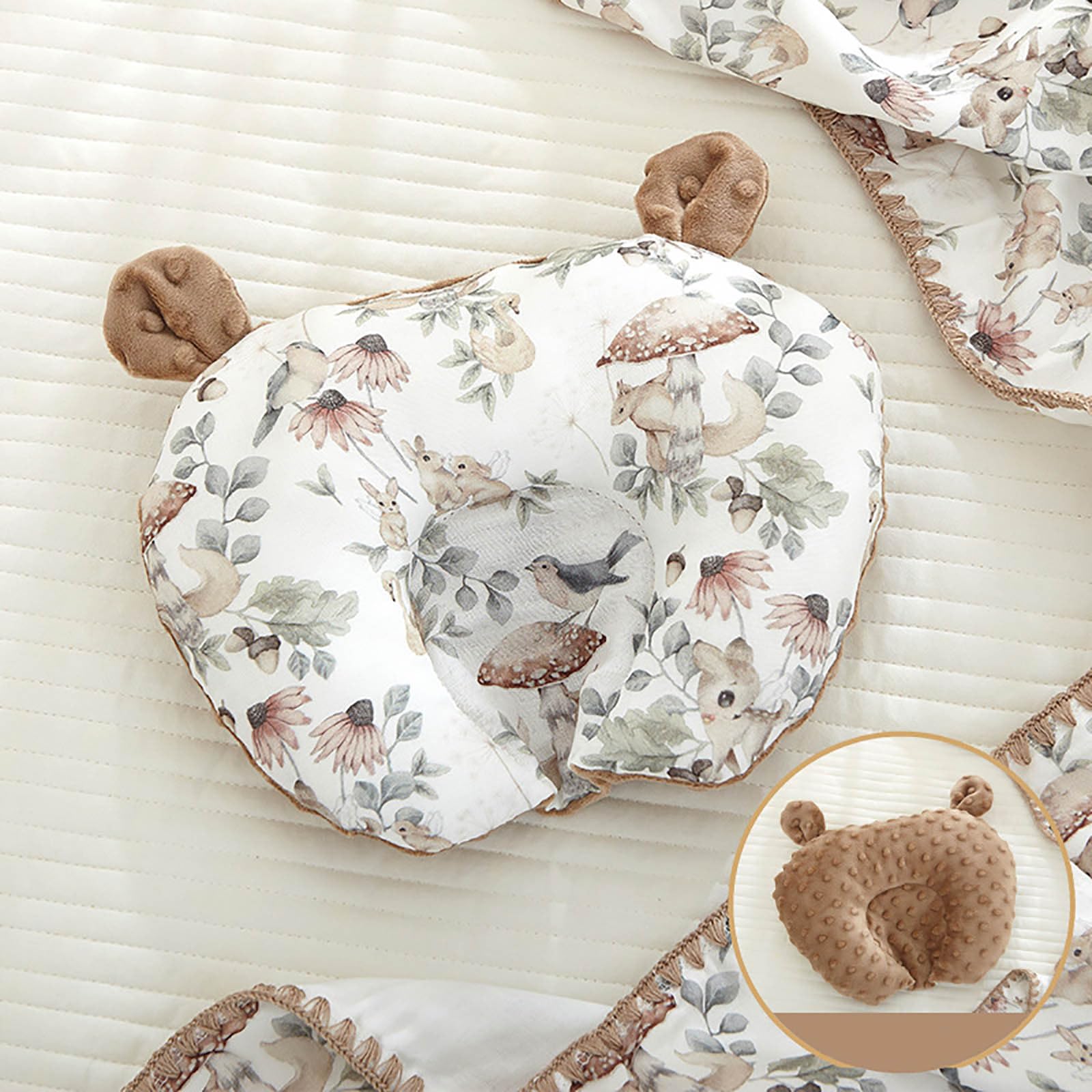 Coussin Bebe,Oreiller pour Tout-Petit,Oreillers pour enfant,Oreiller pour nouveau-né,Oreillers pour Tout-Petit en Coton Biologique Doux pour Dormir,Lavable en Machine,pour Voyages (Gris Clair 1)
