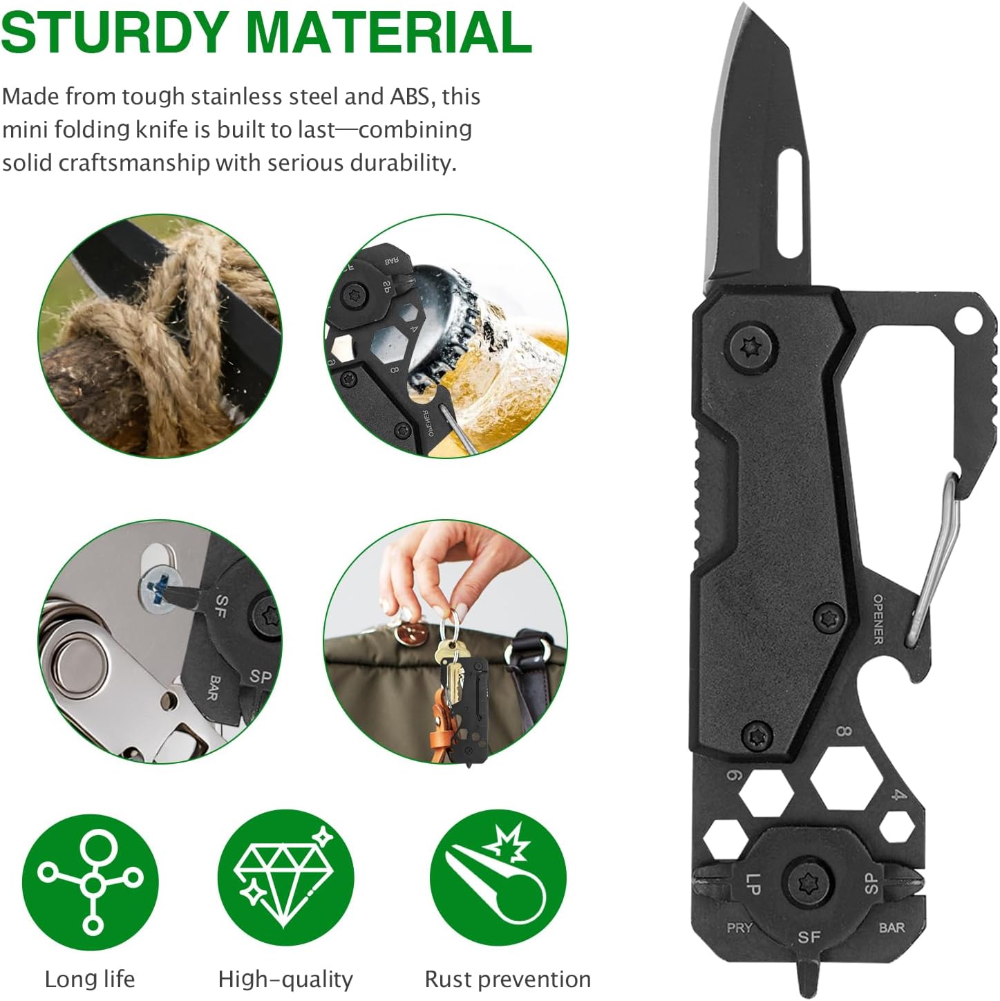 Qmagic Small Pocket Knife for Men, EDC Utility Knife, Cool Keychain Gift Mini Folding Cool Gadgets for Everyday Carry, Stocking Stuffers Gift for Men Him Husband
