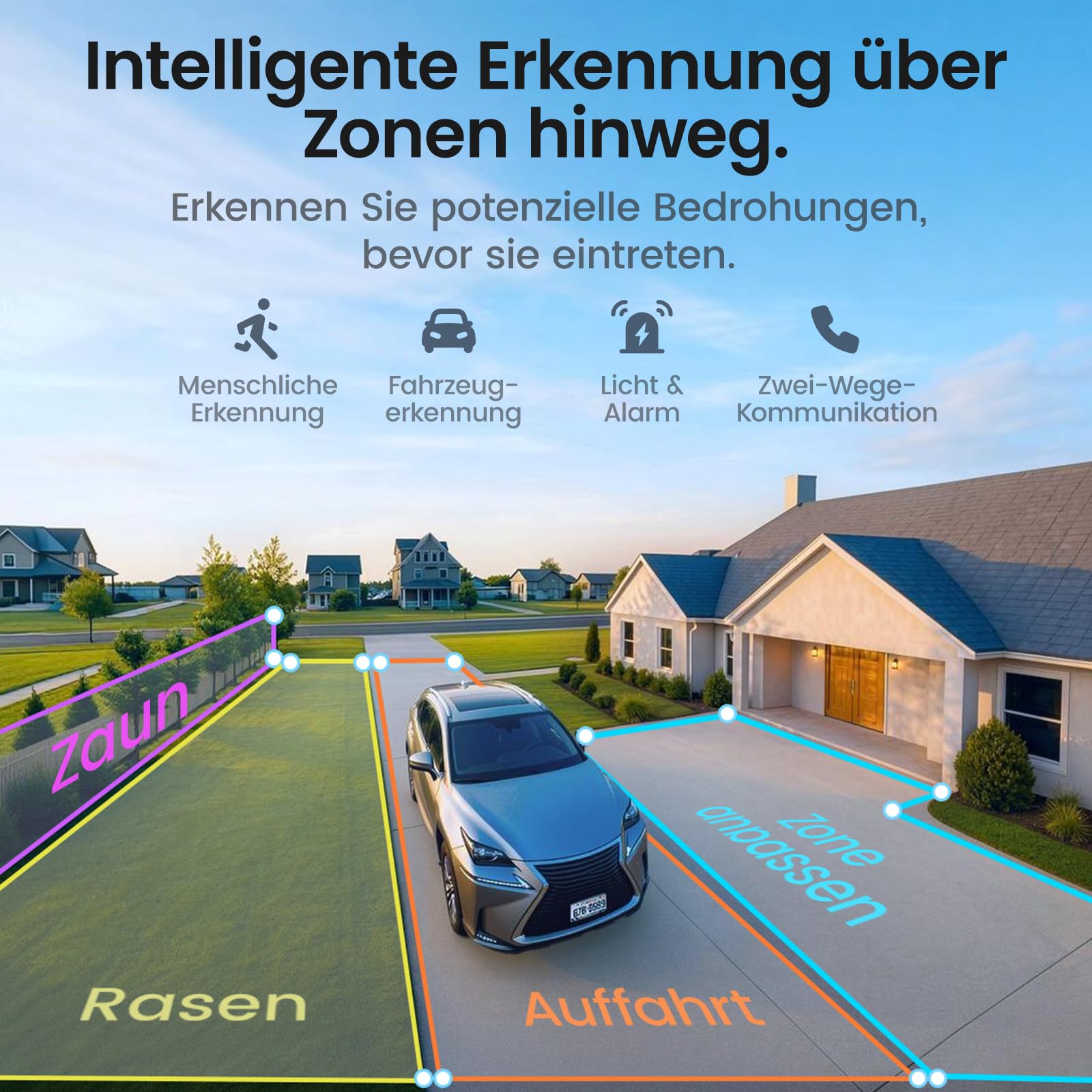 aosu T2 Pro 3K Überwachungskamera Aussen Solar 2er-Kit Cam, 360° PTZ & KI | Dual-Kamera, 8x Zoom Farb-Nachtsicht, Erweiterbarer 1TB Speicher, IP65 wetterfest, einfache Montage, für Gärten, kein Abo