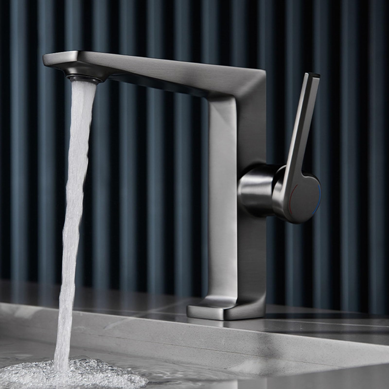 Grifo Lavabo Moderno de Laton Grifo de Baño Monomando agua Caliente y agua Fria Gris Pistola