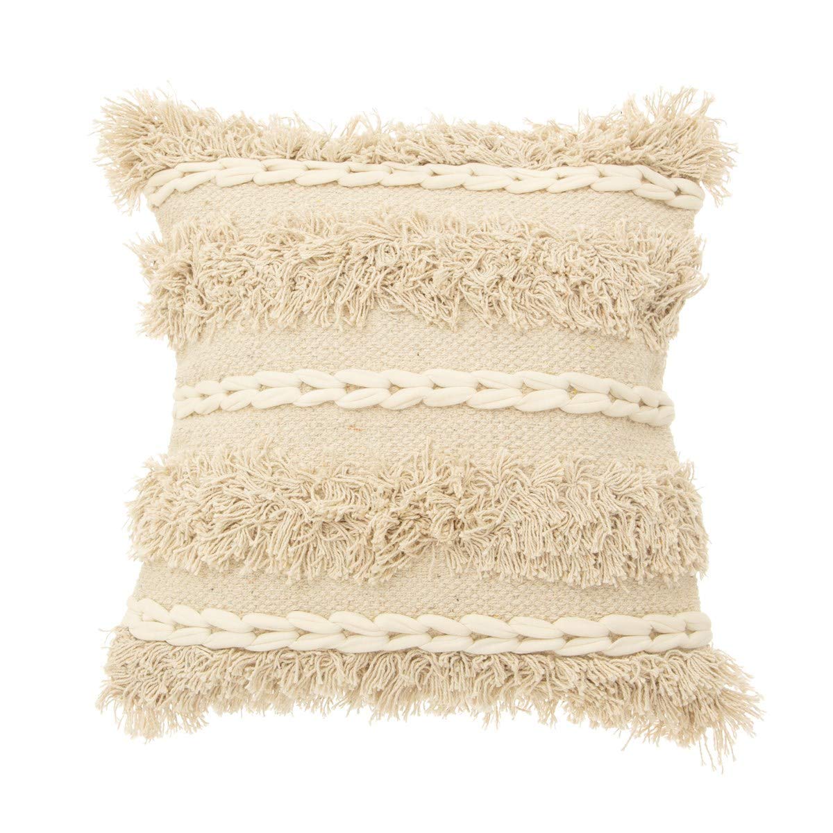 Sass & Belle Cream, White Blanca Tufted Stripe Cushion Cover