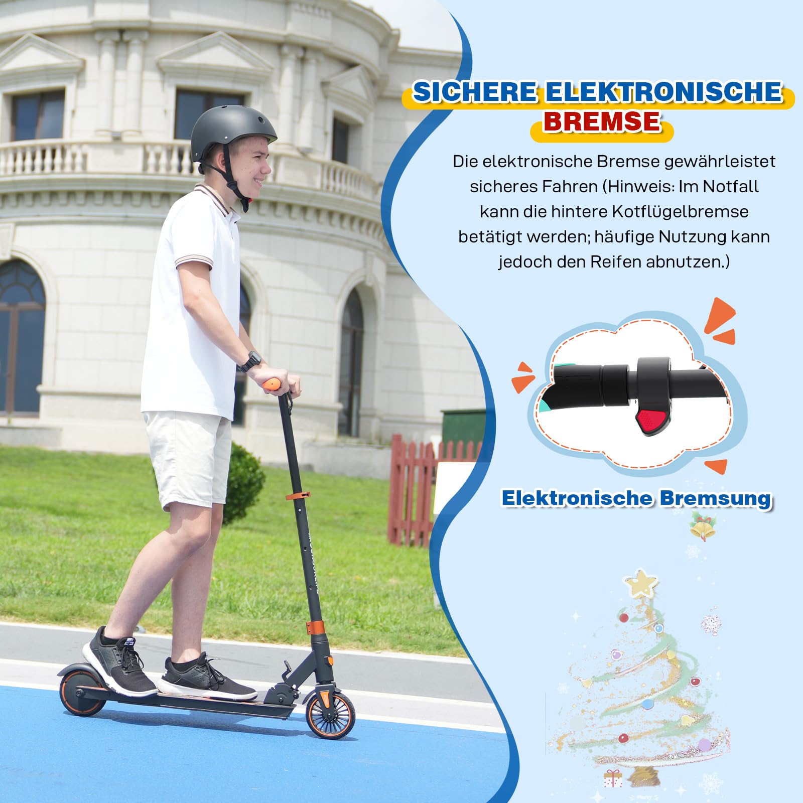 RCB TECH E-Scooter Kinder (8-12-16 Jahre) - Faltbarer Elektroroller für Kinder - Max Reichweite 16 KM - Max. 20 KM/H - Geschenk für Kinder und Jugendliche