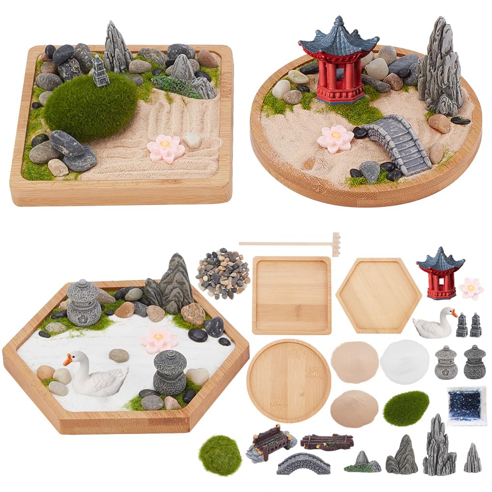Buy WEBEEDY 3 Sets Mini Zen Garden Kit Sand Tray Kit Japanese Sand