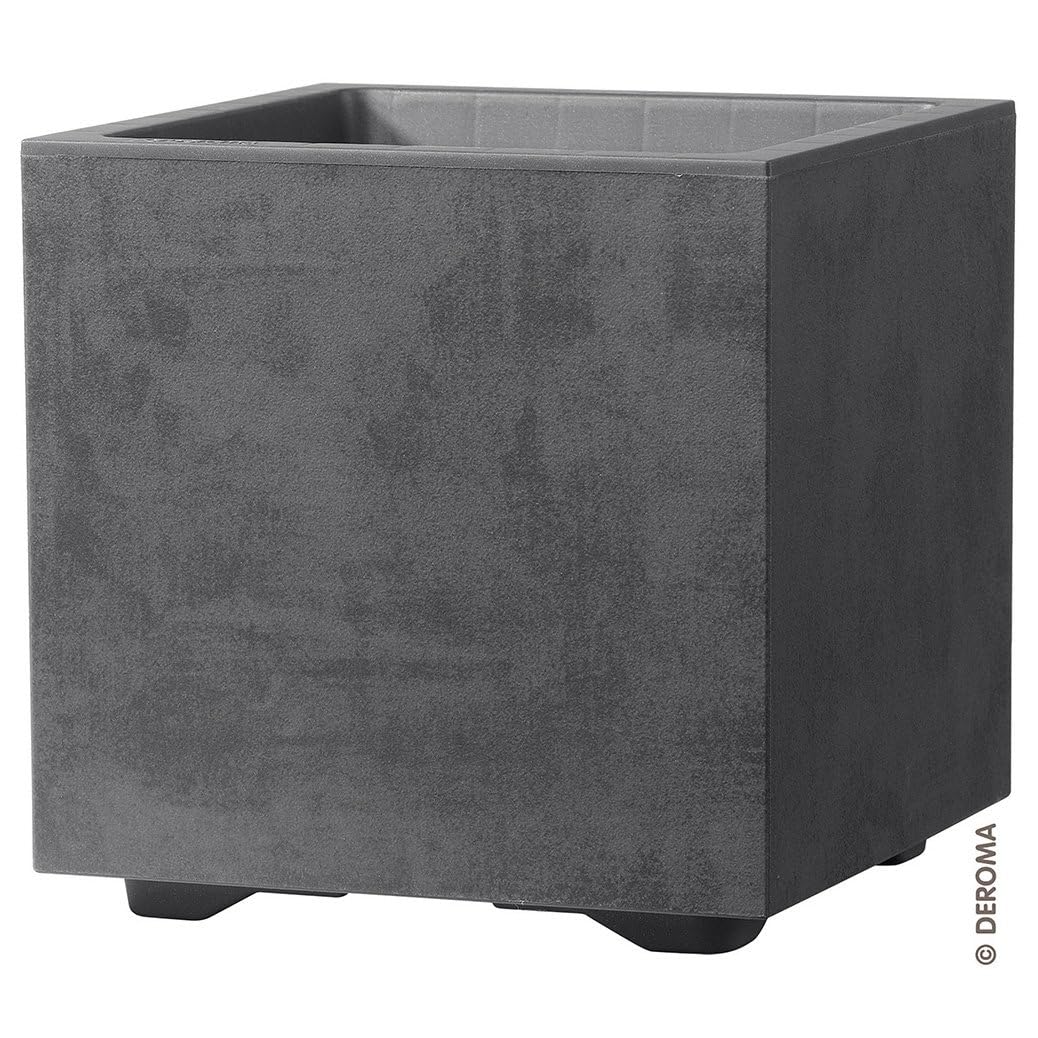 Pot de fleur Cube Millennium 39cm anthracite avec réserve d'eau Deroma