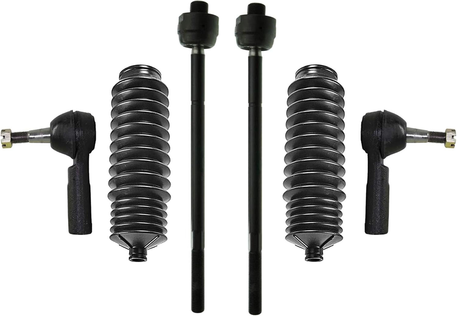 6 Pc Suspension Kit Tie Rod Ends + Bellow Boots ES3452 EV260 RPB075=K6472 Compatible with 1997-2005 Buick LeSabre Park Avenue Cadillac Deville Pontiac Bonneville - PartsW