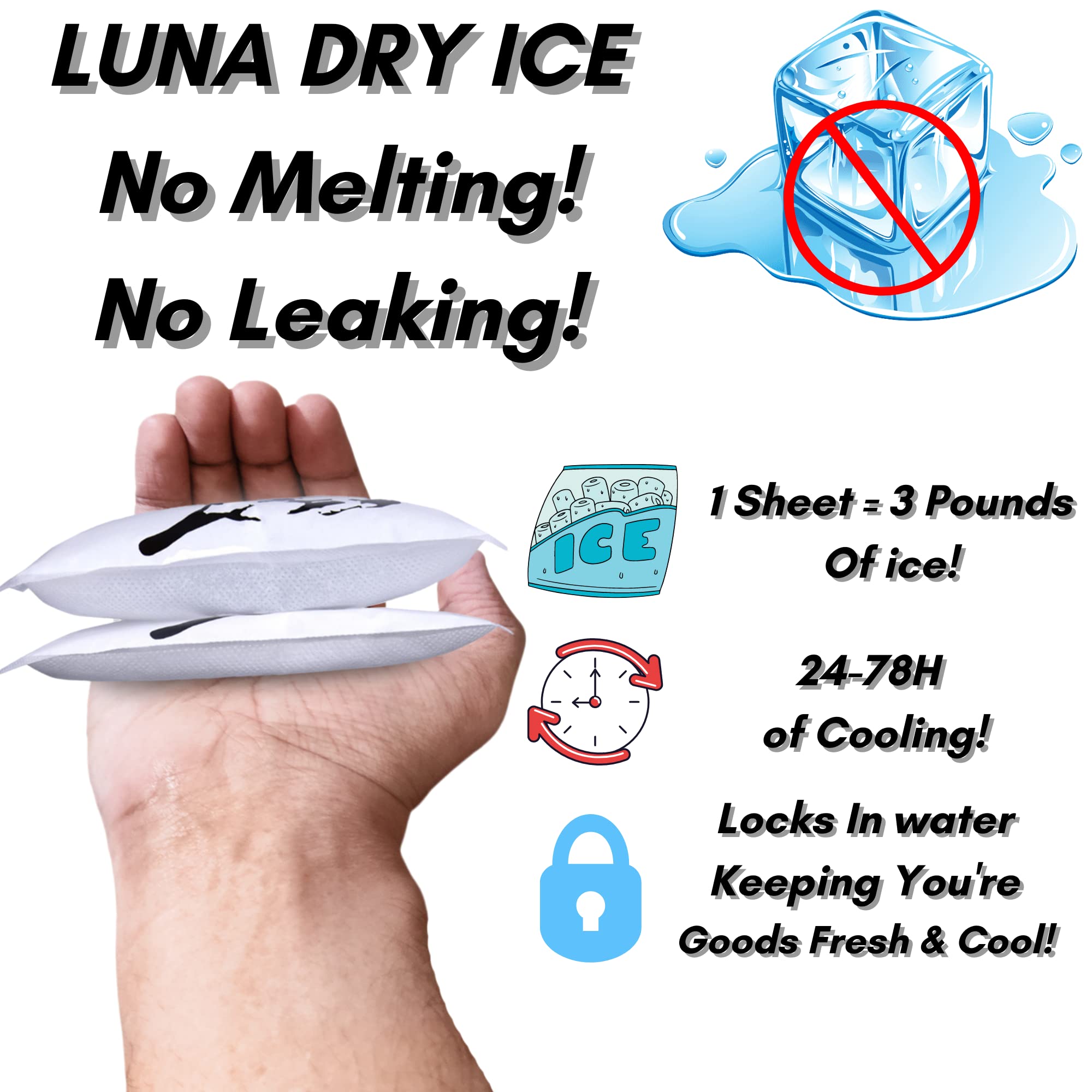 Luna Ice 36 Pack Dry IceDry ice for Shipping Frozen FoodBulk Ice