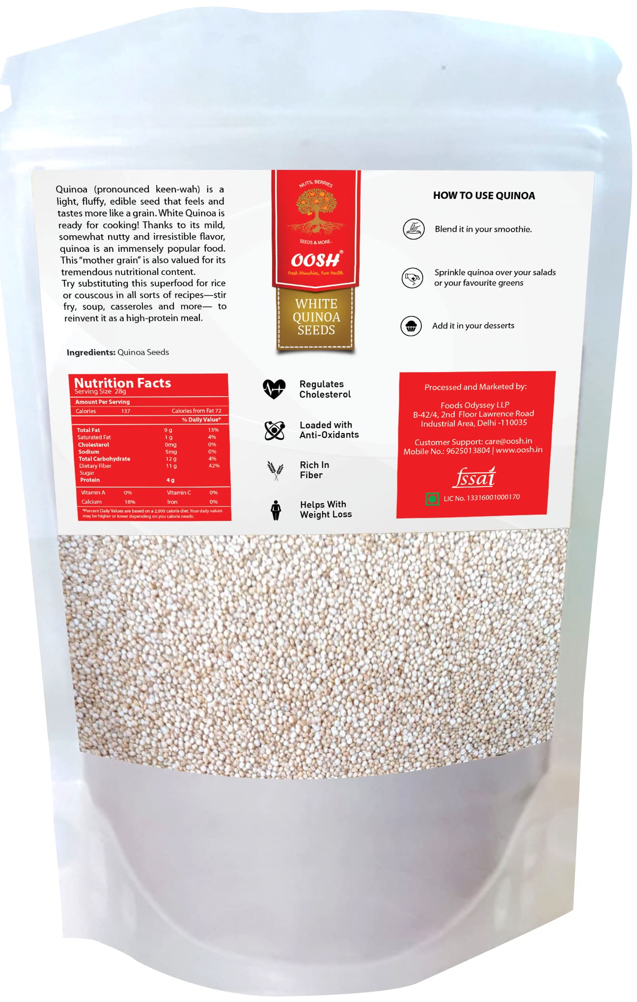 OOSH Premium Quinoa Seeds | Pre-washed & 100% Saponin Free | Pouch Packaging 900g (B09LRWZQ9R) Amazon Price History, Amazon Price Tracker