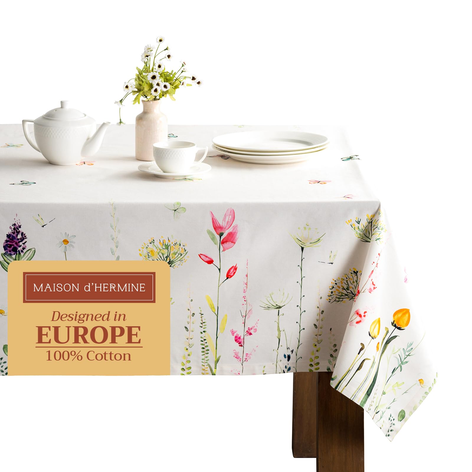 Maison D' Hermine Flore 100% Cotton Tablecloth Kitchen Dining Table