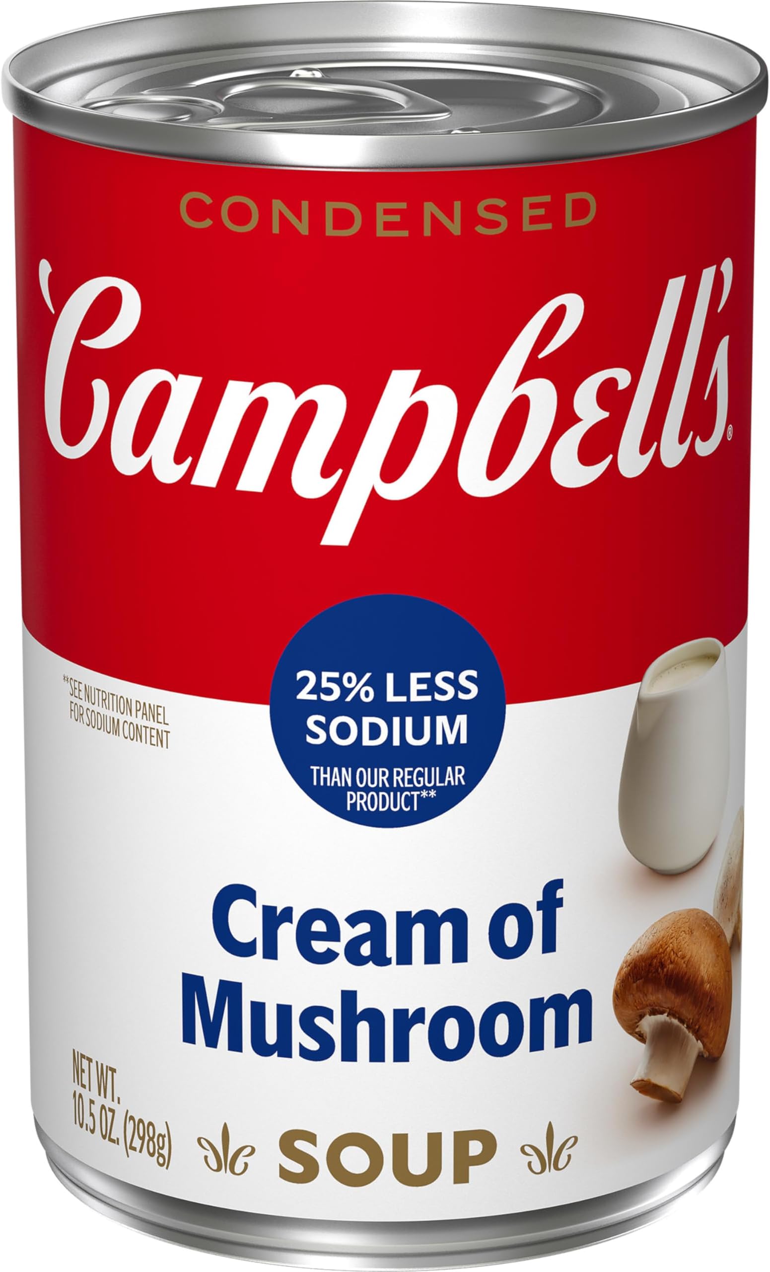 Condensed 25% Less Sodium Cream of Mushroom Soup, 10.5 Ounce Can