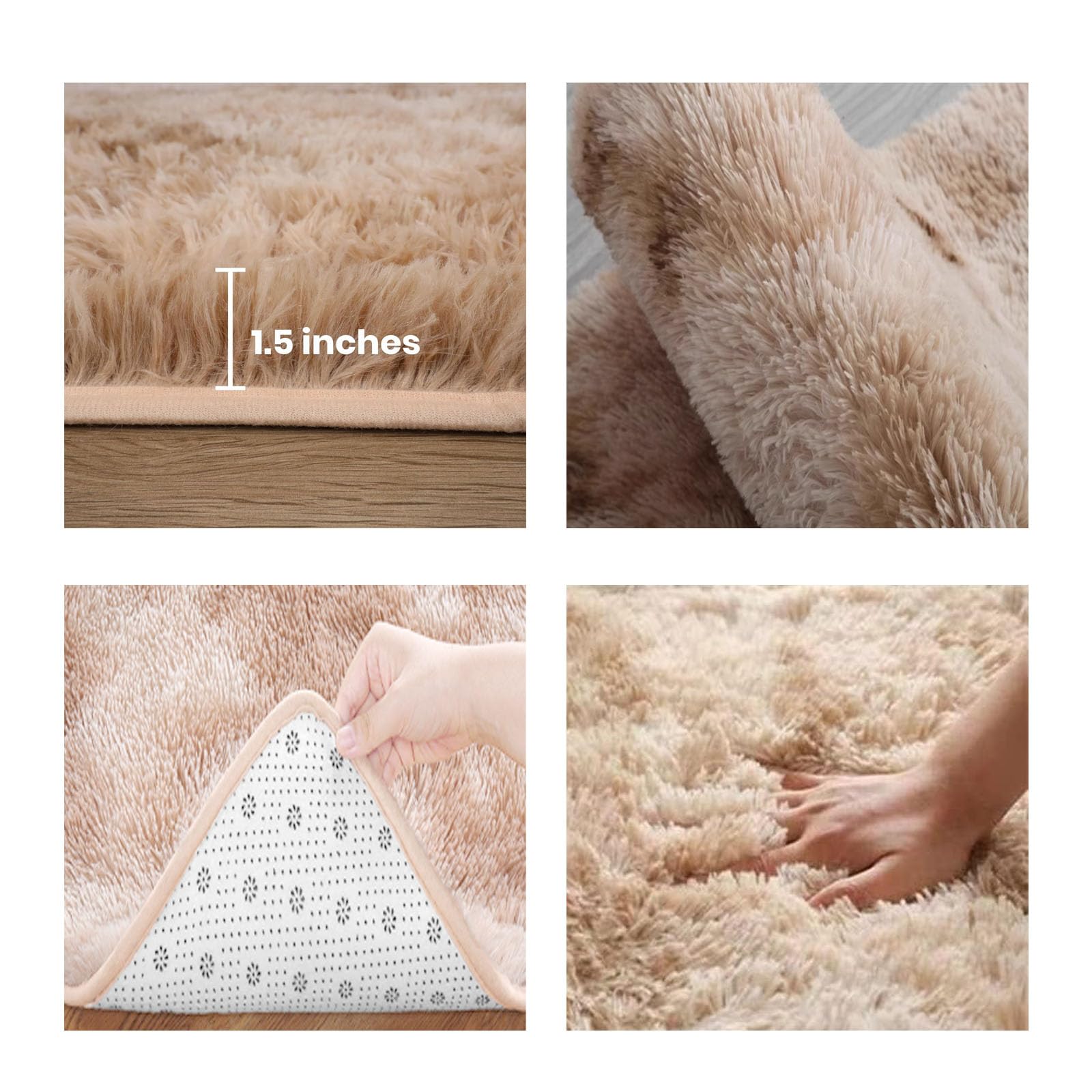 Tappeto Morbido a Pelo 60 x 320 cm Morbido e Resistente Pelo Lungo Tappeti Antiscivolo Fondo Antiscivolo per Salotto e Camera da Letto Terrazze e Giardino, Beige