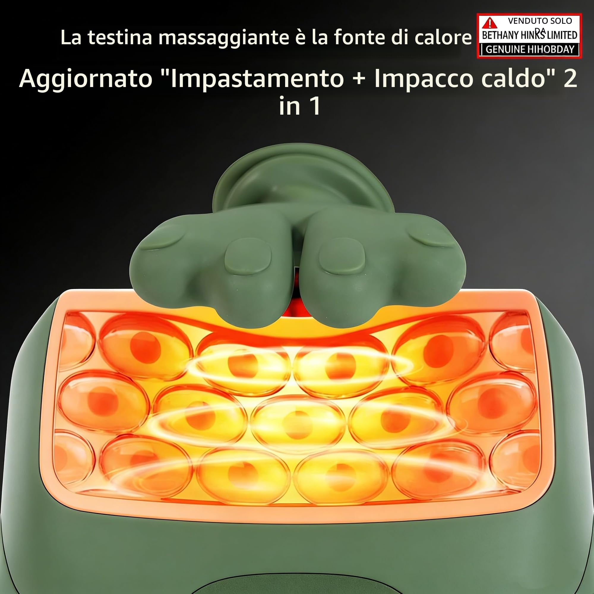 Massaggiatore per collo e spalle, a forma di mano per tessuti profondi 4D, con terapia del calore, dispositivo portatile per massaggio elettrico per alleviare il dolore