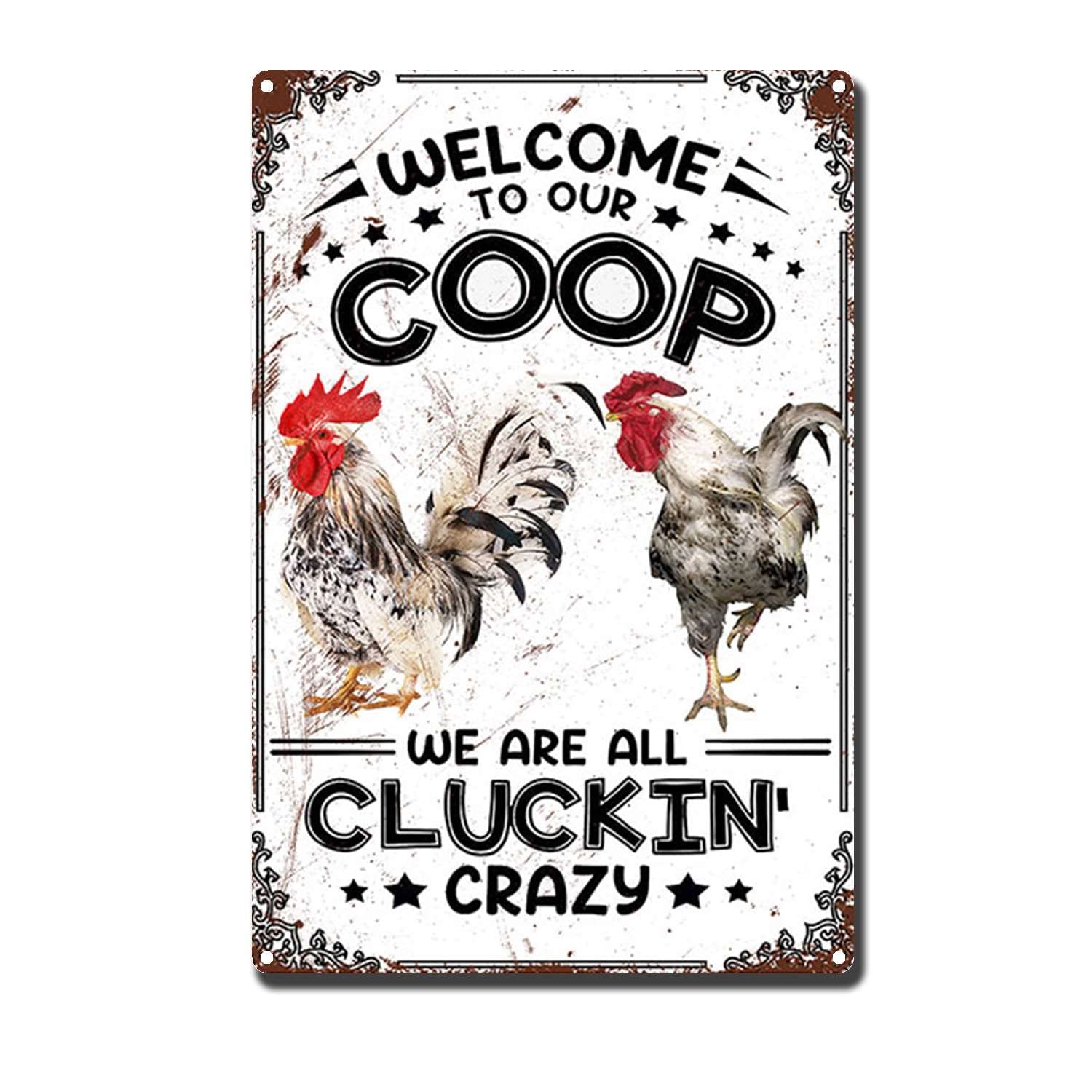 HYCLAM Tin Sign Welcome to Our Chicken Coop Restoring Ancient Ways Wine Cellar The hotelThe Wall Decorate Painting 8x12inch-Tin Sign