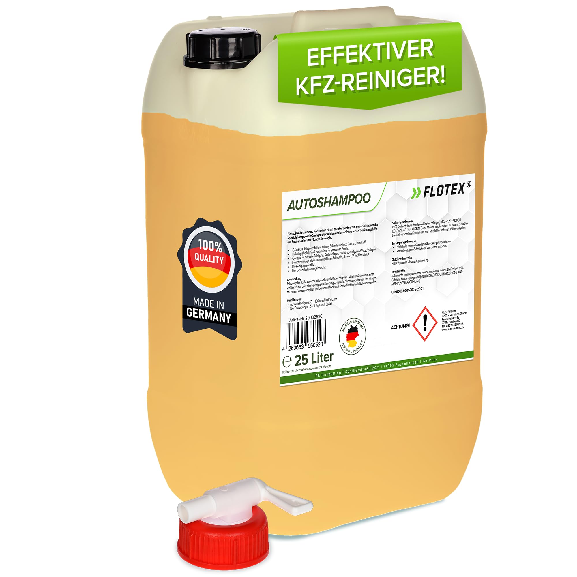 Autoshampoo Konzentrat im praktischen 25L Kanister | Autoshampoo für Hochdruckreiniger | Autoreiniger für PKW, LKW, Wohnmobil und Motorrad