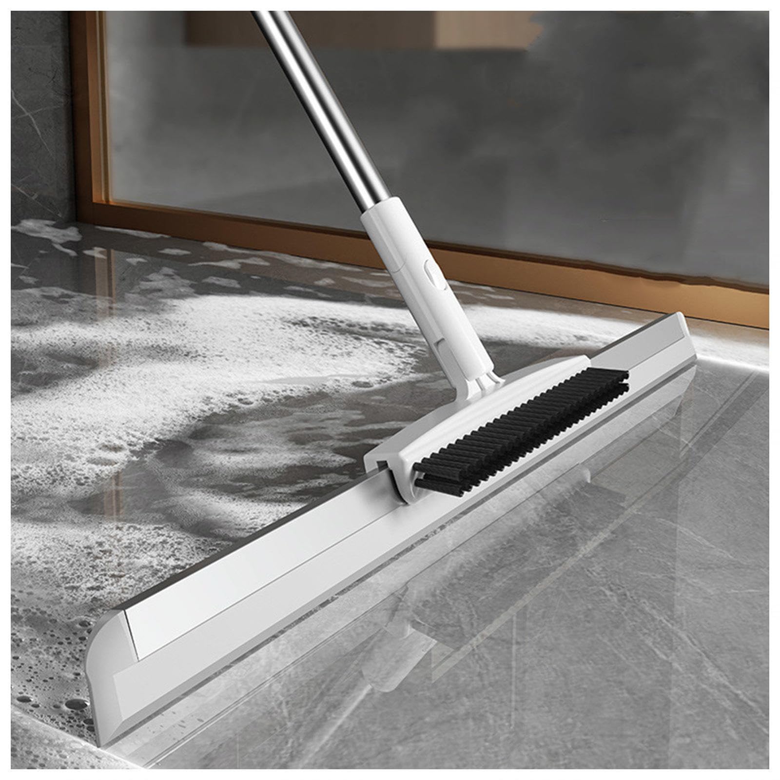 RRRYYYZZ Squeegee for Floor, 2 in 1 Scrape and Heavy-Duty Stiff Bristle Scrubber Brush Floor Squeegee for Tile Floor, Squeegee Broom for Floor for Concrete Floor,Bathroom Tile