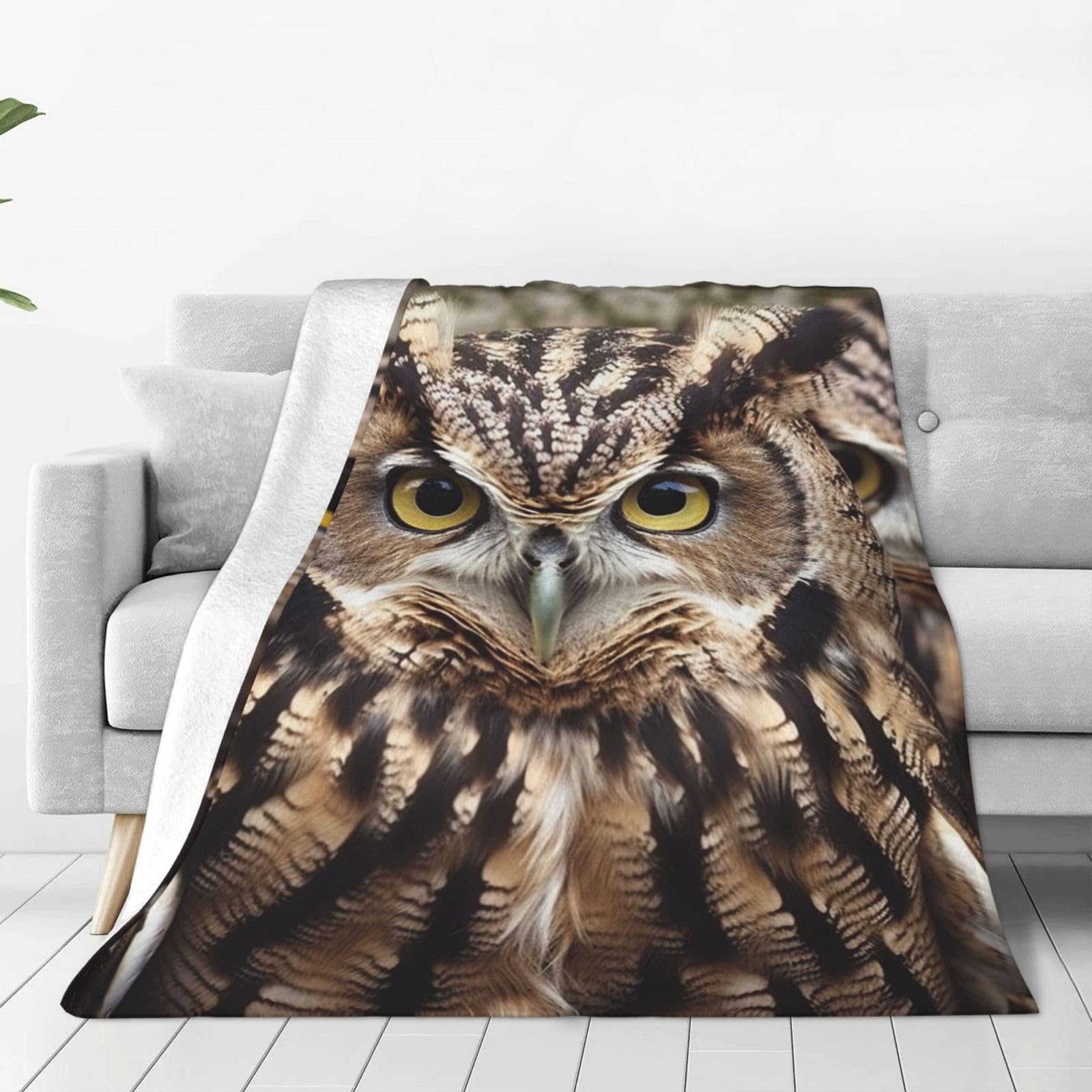 Couverture flanelle douce hibou nid douillet pour canapé et lit