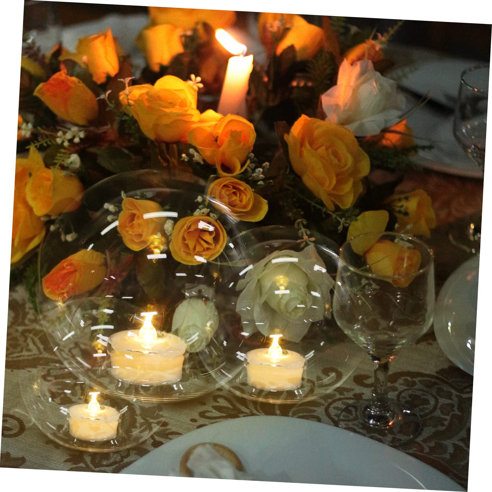 PRETYZOOM Lot de 3 Bougies LED Sphériques en Verre, Centre de Table Élégant, Ambiance Romantique pour Mariages et Anniversaires, Pile Bouton Incluse
