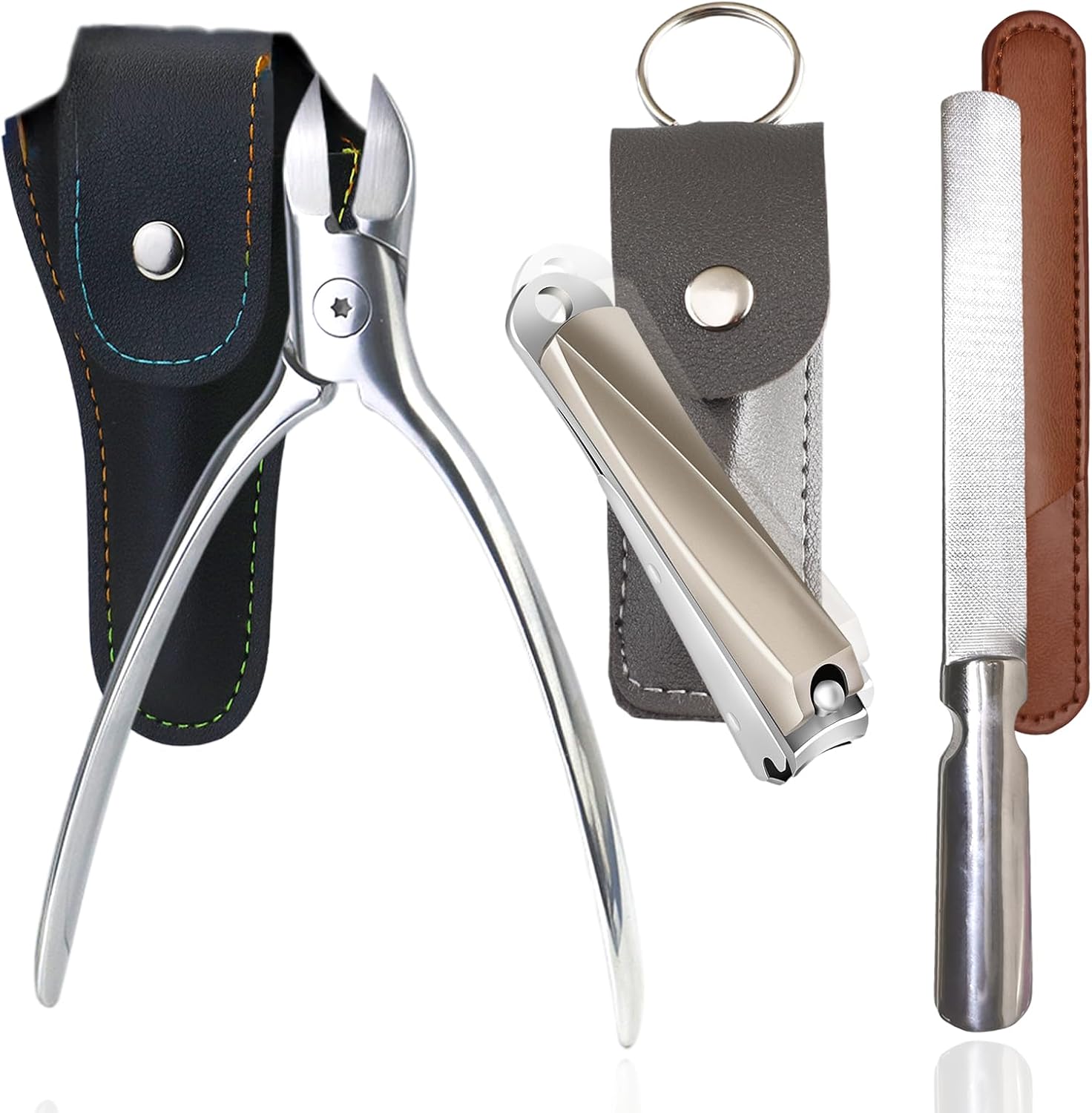 Nail Clippers Toenail Clippers, Hysotok Nail Clippers Set 3-Pcs, Ultra Sharp Stainless Steel Toe Nail Clippers for Thick Nails, Nail Clippers for Men Women, Nail File for Nail Care (Silvery)