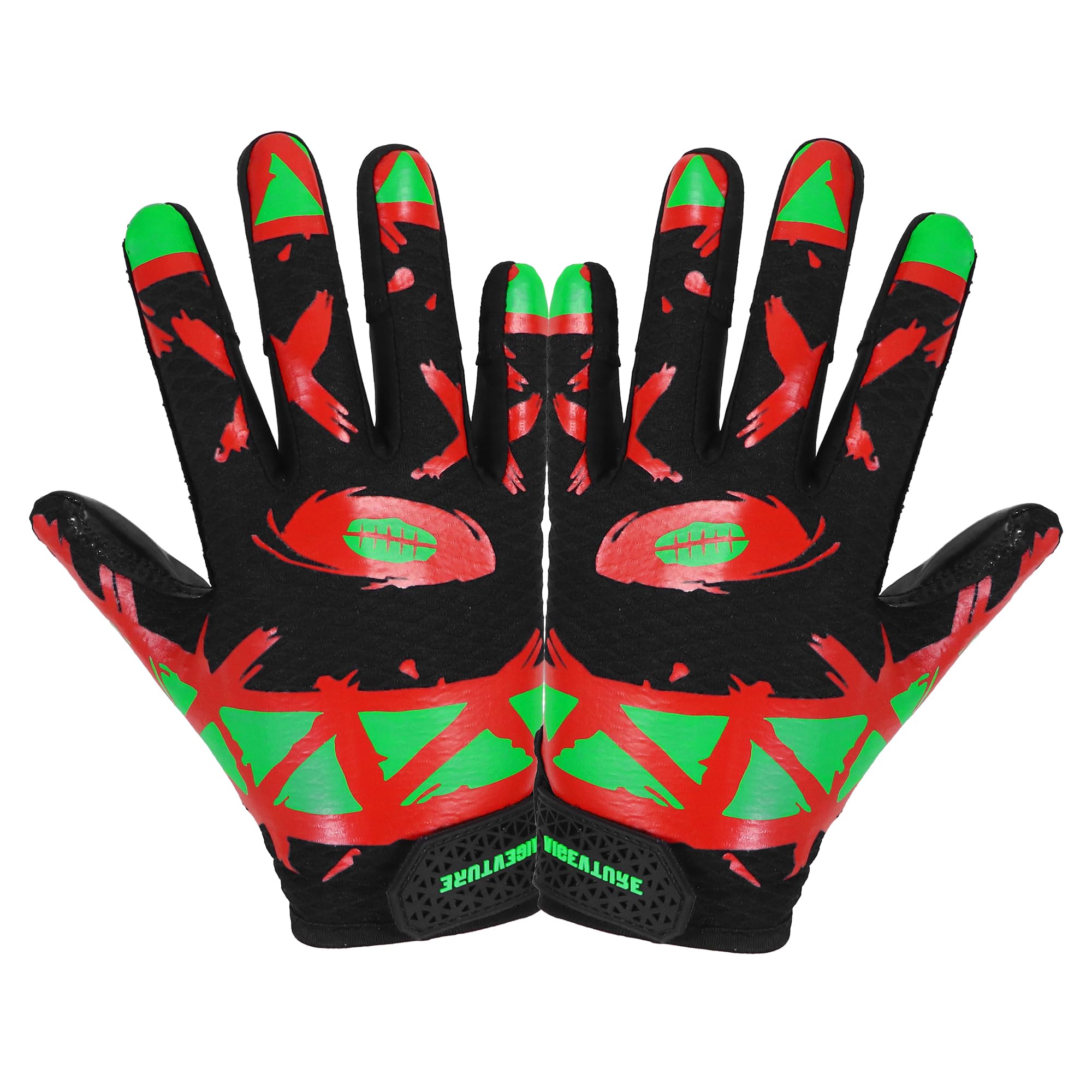 AIGEVTURE Youth Football Gloves Kids Receiver Sticky Football Gloves for Boys Girls Black Red M