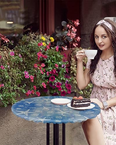 Miniatura 10 de Mantel ajustable redondo de Navidad, impermeable, tela lavable, mantel elástico a prueba de aceite, para fiestas de picnic en interiores y