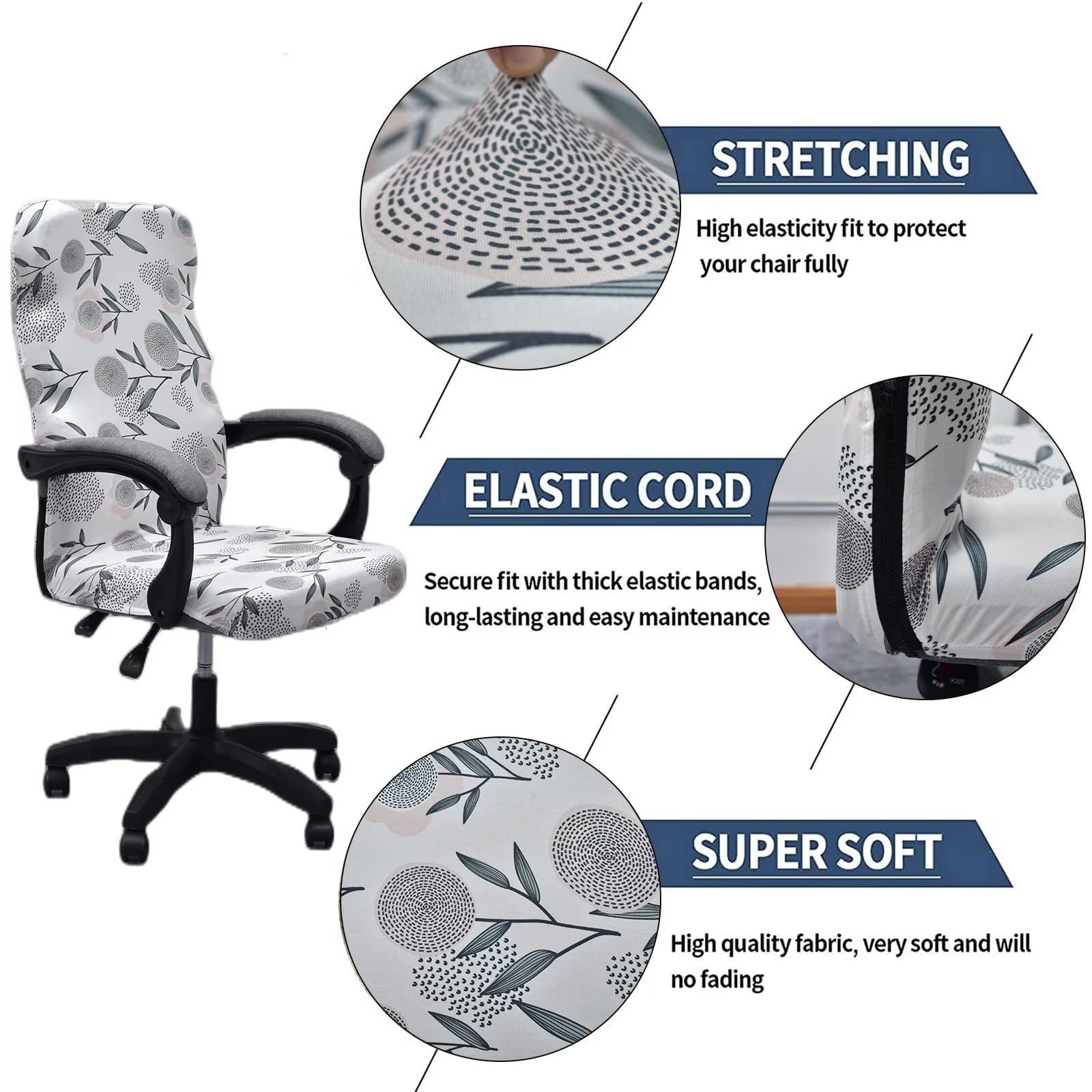 Funda Elástica Necolorlife Para Silla Oficina Extragrande Fl Color Diseño De La Tela | Envío Gratis