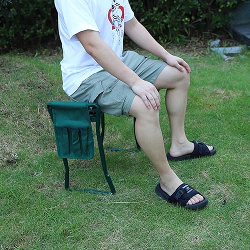 Miniatura 7 de DSISI Taburete portátil plegable, asiento para rodillas de jardín con bolsa de herramientas y almohadilla de espuma EVA, herramienta de jardinería