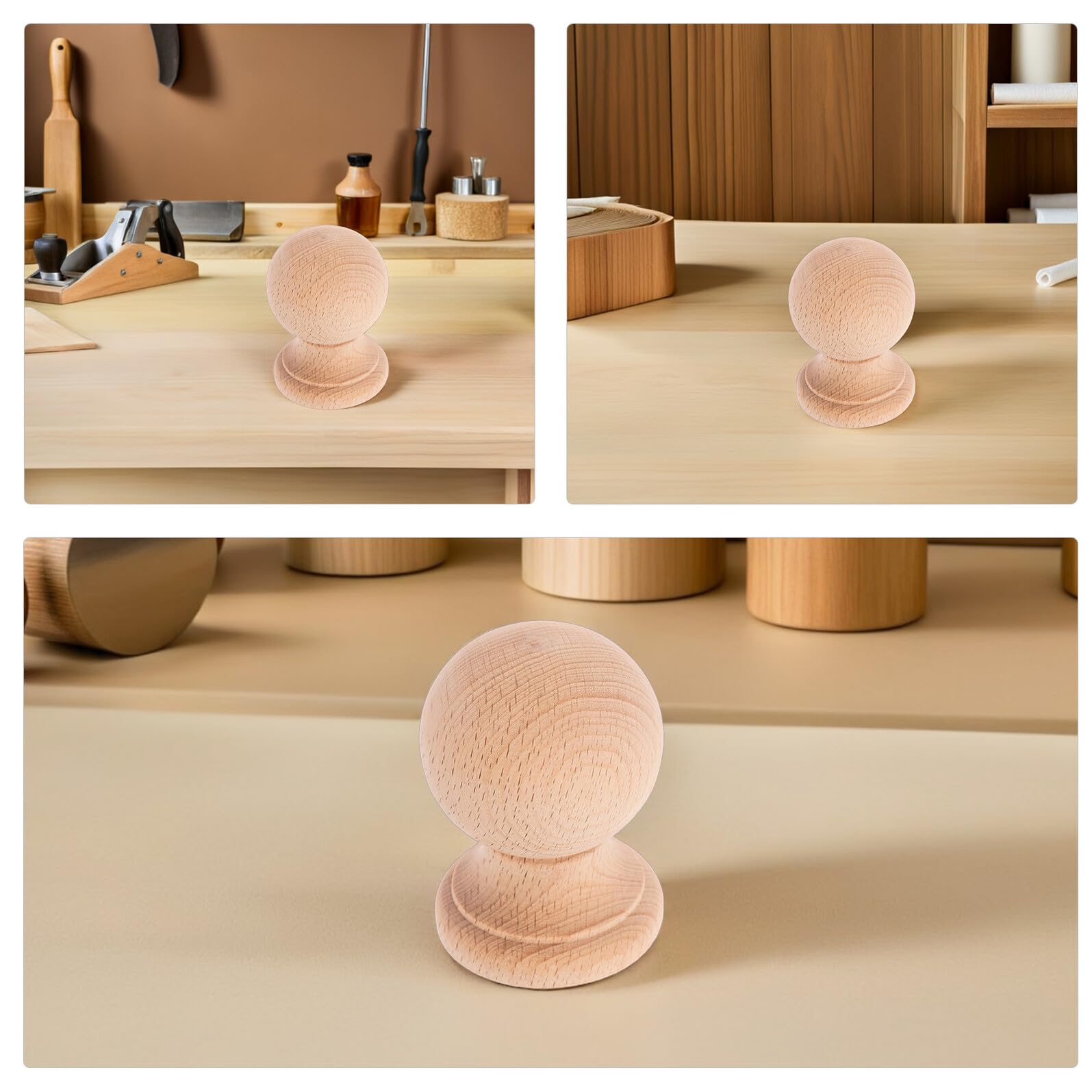 Vaguelly Remate de Madera Maciza en Forma de Bola para Muebles y Escaleras, Estilo Romano Clásico, Fácil Instalación, Adecuado para Decoración de Villas y Renovaciones