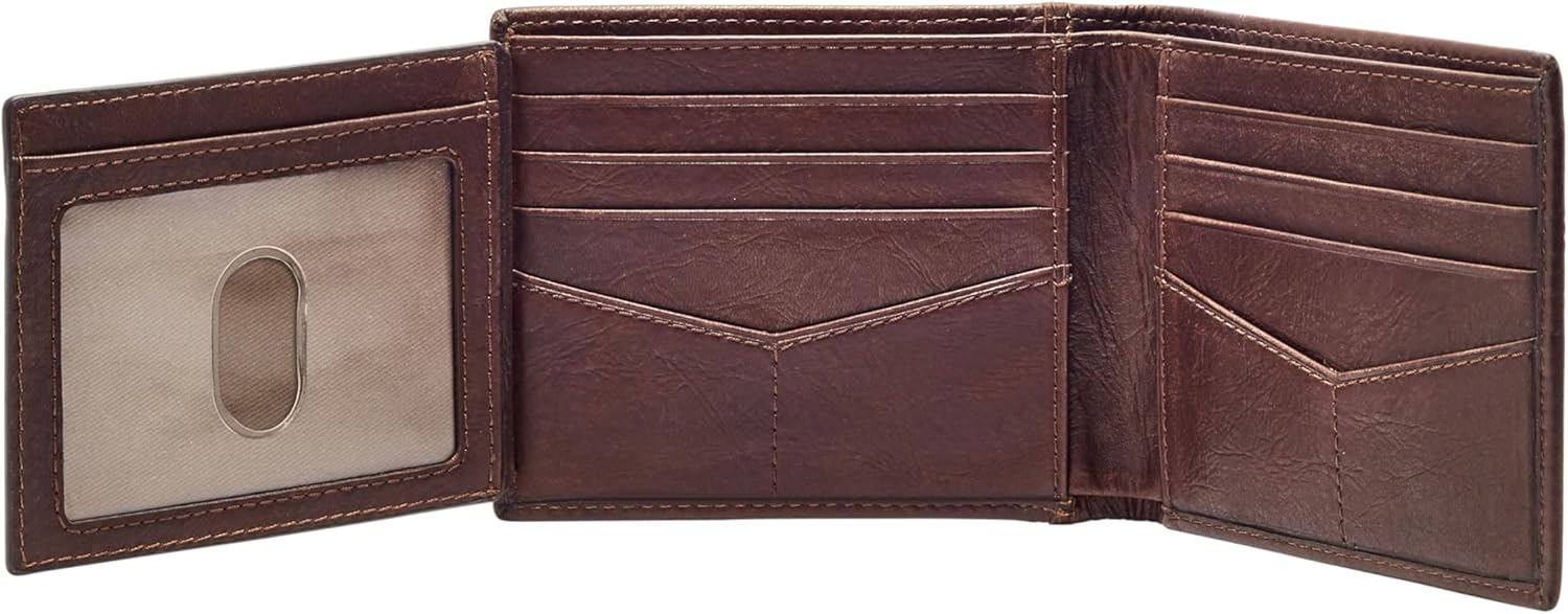 Fossil Men's Leather Bifold Wallet with Flip ID Window for Men - Image 3