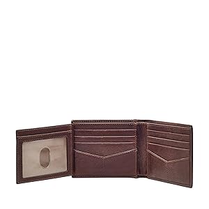 Fossil Men's Leather Bifold Wallet with Flip ID Window for Men
