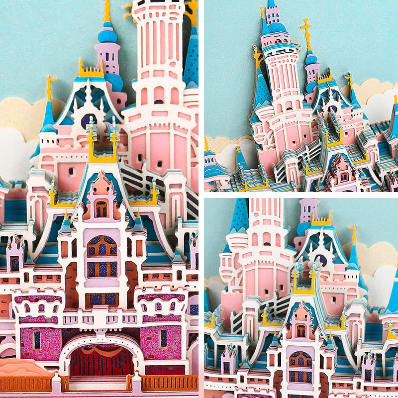 3D Notizblock, nicht verklebt, 3D Schlossmodell Papierkunst, 9 x 8 x 2,8 cm, 90 Blätter, Tischdeco