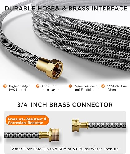 Miniatura 5 de SUNPOW Carrete de manguera de jardín retráctil de 12 pulgada x 33 pies, carrete de manguera montado en la pared con accesorios de latón de 34