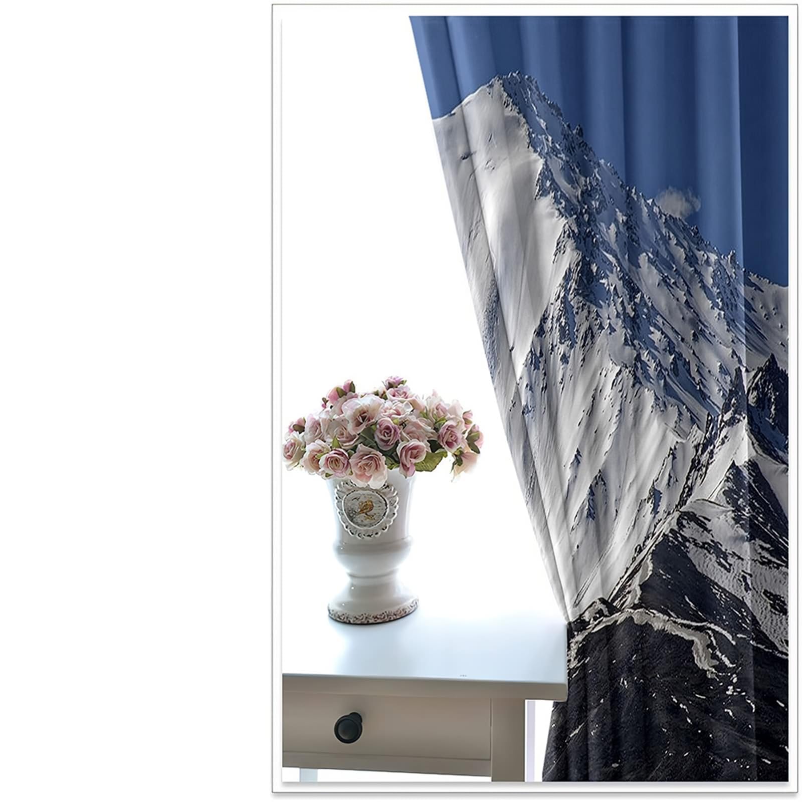 Vorhänge Verdunkelung, Gardinen Schneebedeckte Berge H 183 x B 86 cm Blickdicht Vorhang mit Ösen für Wohnzimmer, 2er Set