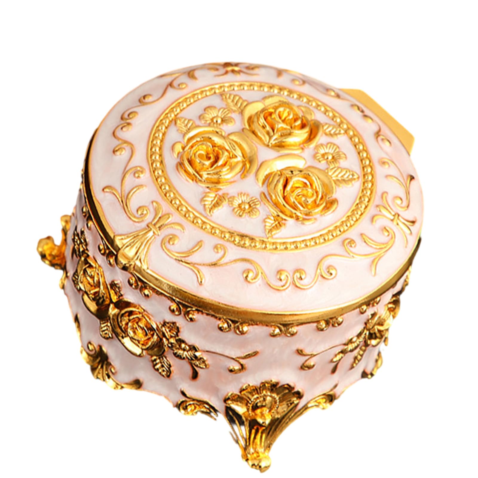 Maxtonser Vintage Enameled Jewelry Storage Box Elegant Desktop Organiser For Rings Earrings Necklaces with Secure Closure