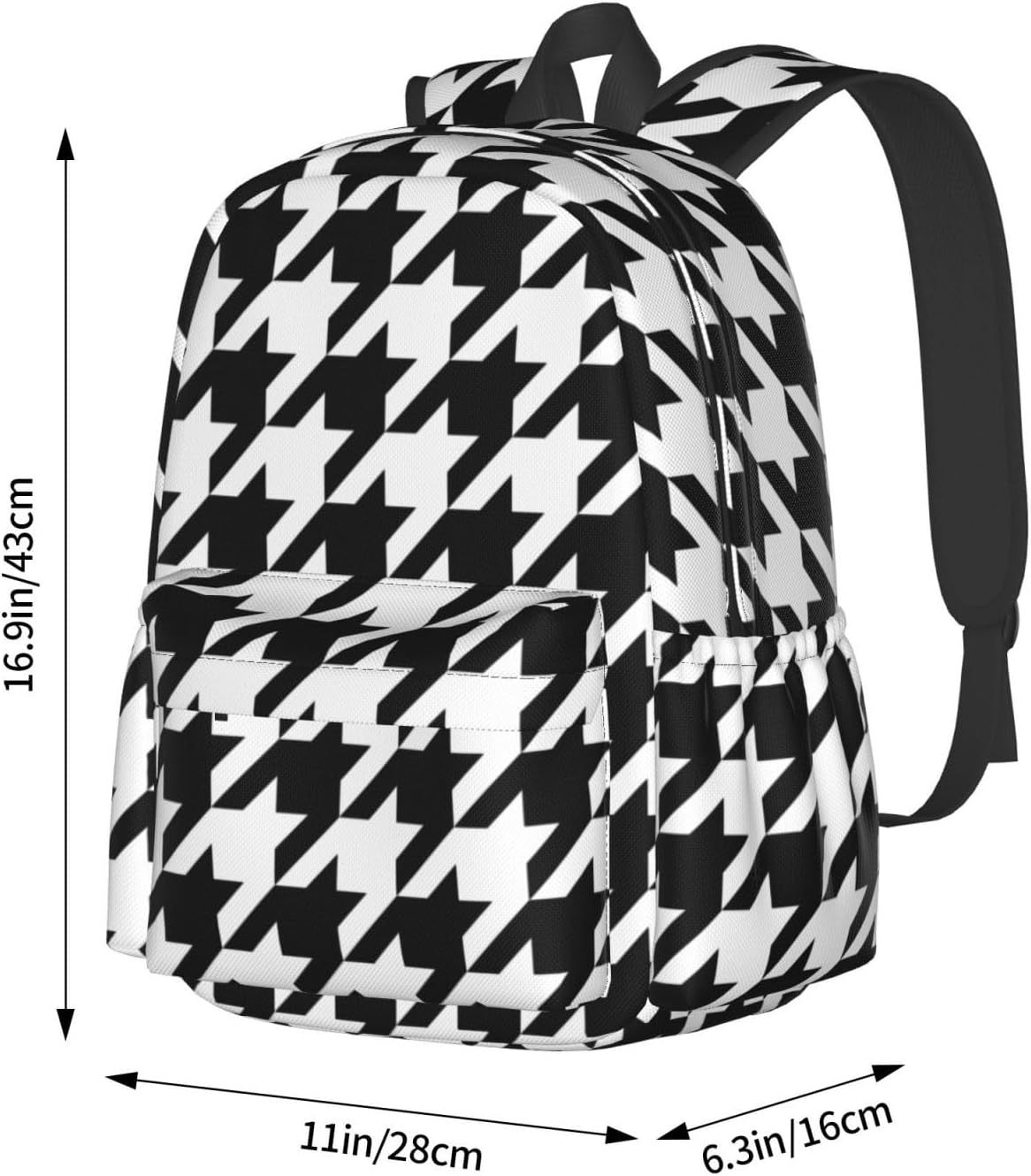 Houndstooth Laptop Backpack For Men Women, Lightweight Daypack Bookbag For Daily Commutes Business Travel Hiking