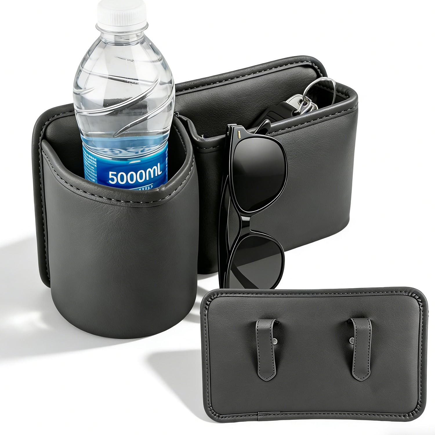 2 PCE Porte Gobelet Voiture, Organisateur Voiture, Fixation Double Clip | Organisateur Voiture, Autositz Organizer, Cuir, 2-en-1, Stable, pour Porte & Siège, Téléphone, Clés, Gobelet, Sans Outil