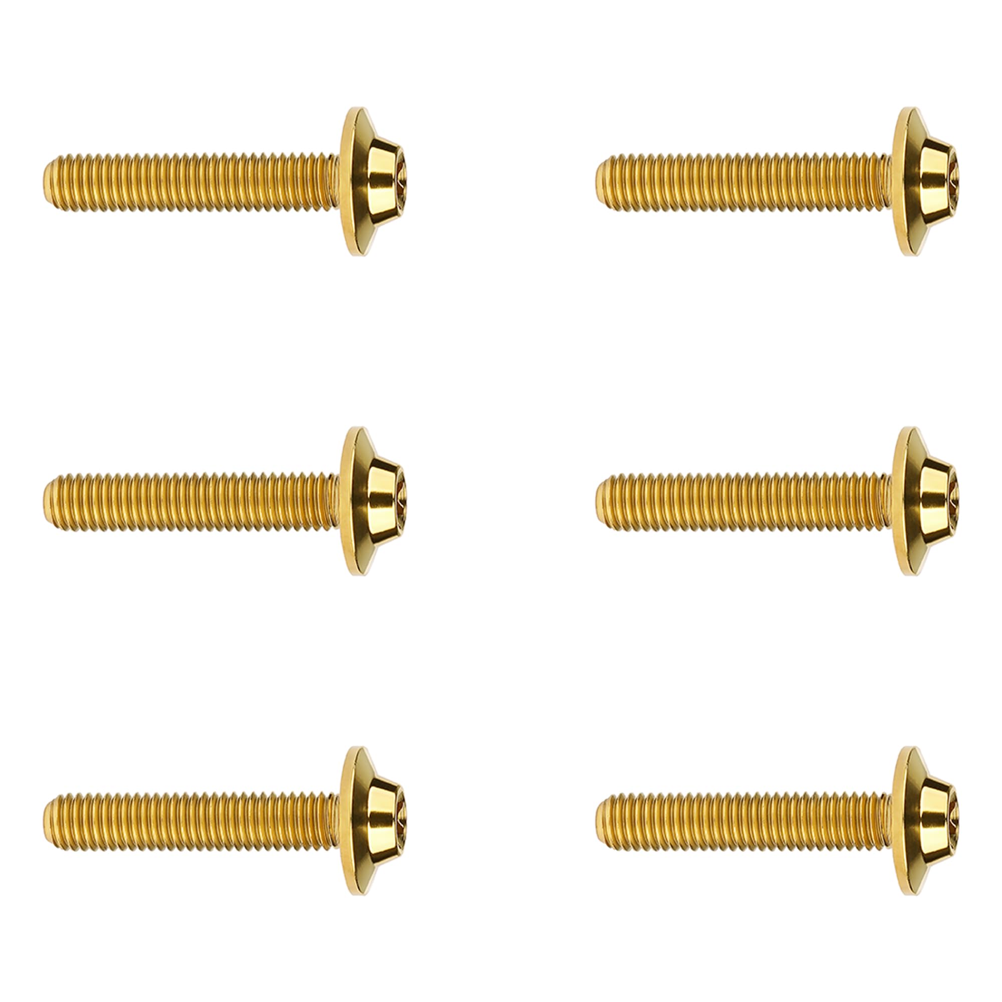 DWAMMEBRS Bolt M5 M6x10 12 15 20 25 30 35mm T25 T30 Torx Head Screw Pack of 6(Gold,M6x25mm)