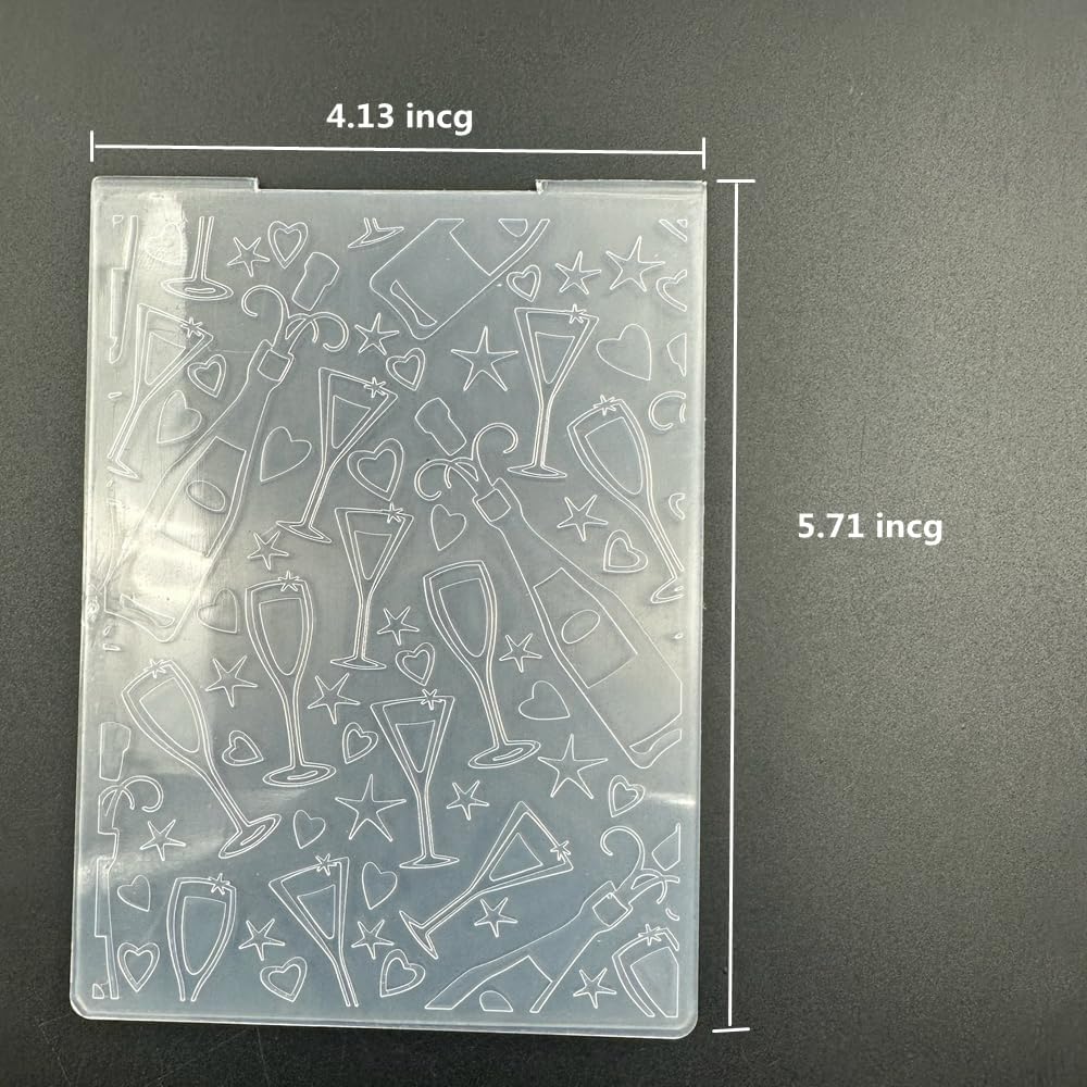 3D Plastic Embossing Folder Template Party Champagne Texture A6 Size for Card Making DIY Scrapbooking Paper Crafting Handmade Crafts Scrapbooking Arts Supplies Scrapbook Decor