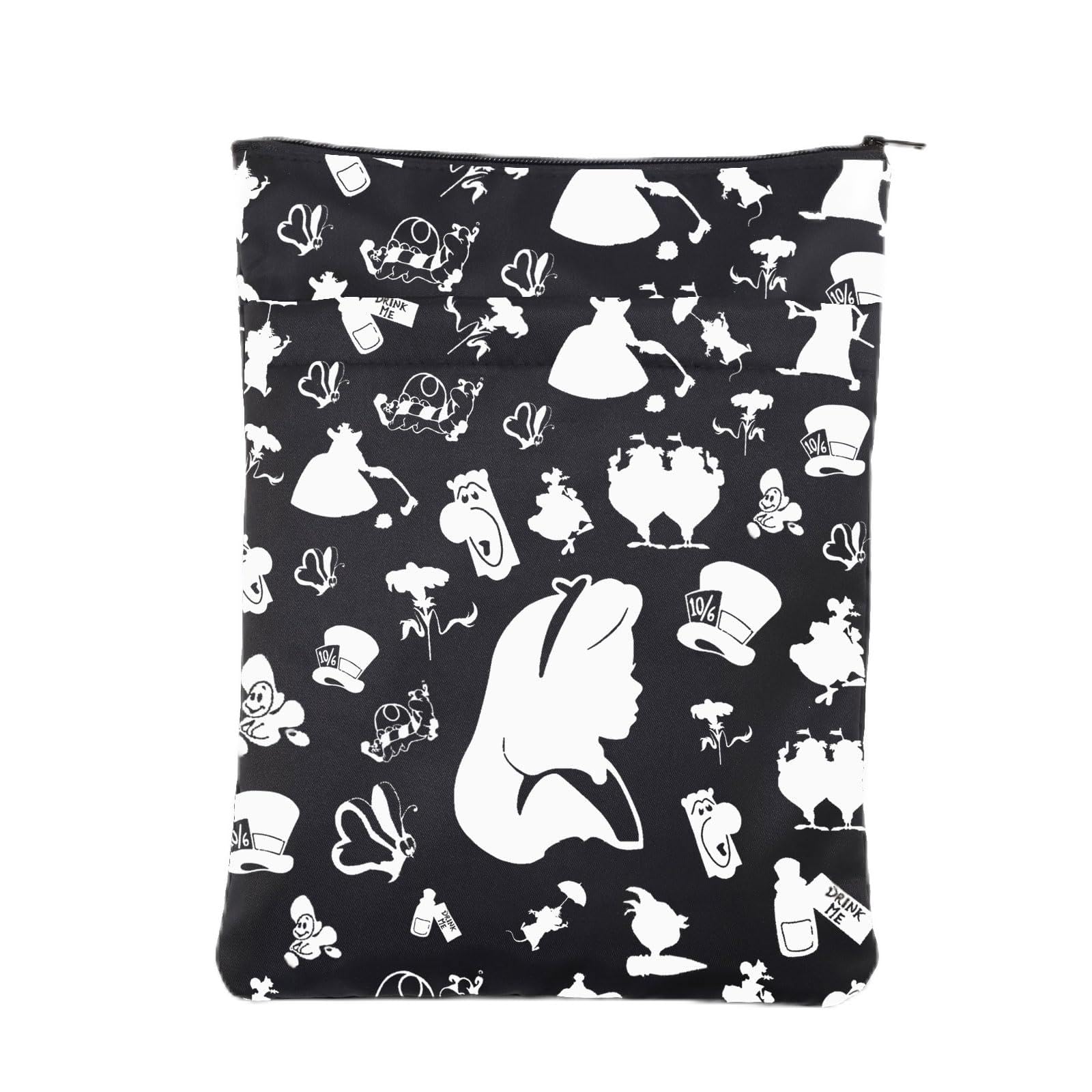 A-lice Cosmetic Bag Wonderland Gift A-lice Fans Gift A-lice Merch Book Sleeve for Women (AIW Black BS)