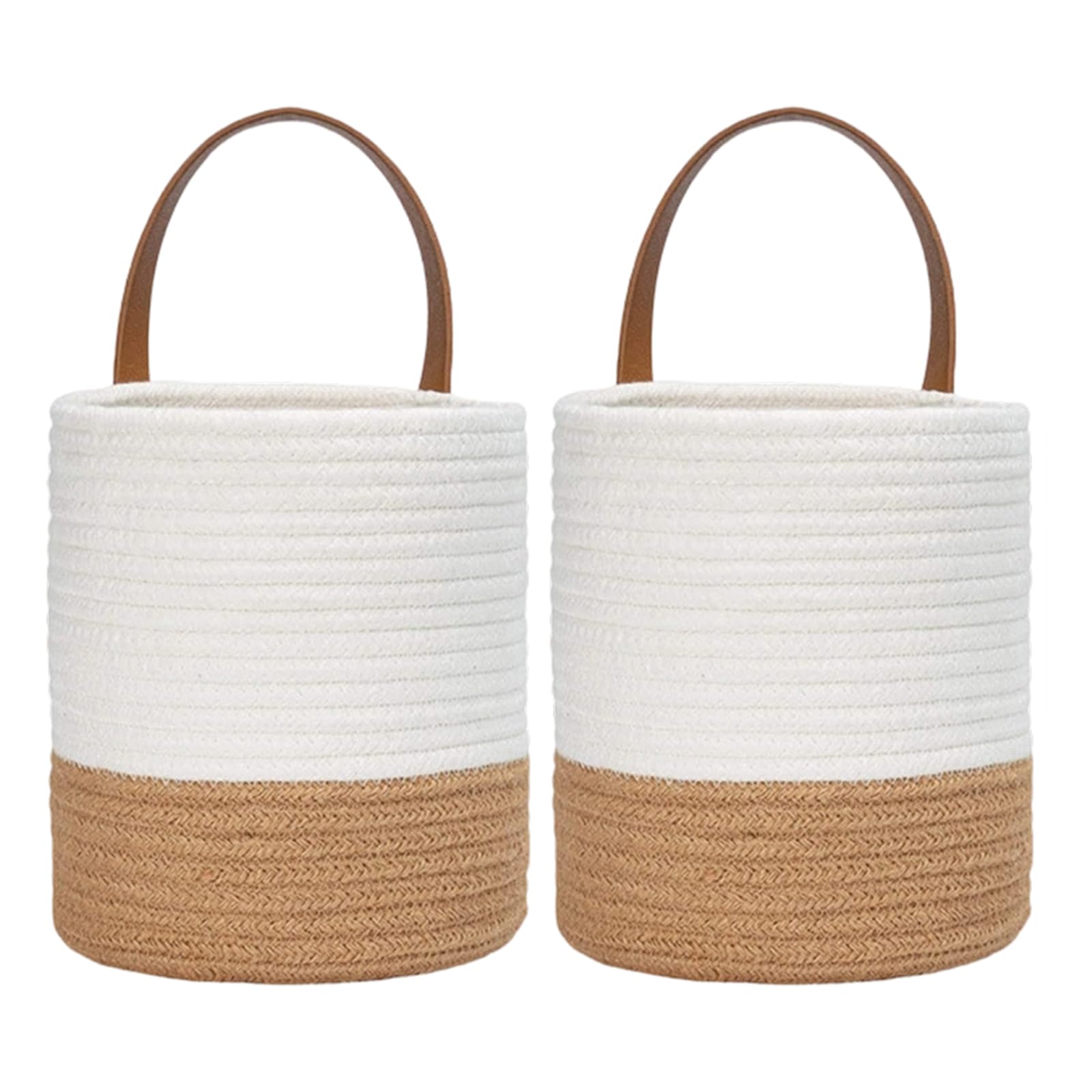 Piceioep Hanging Basket for Flower Container and Indoor Floor Planter Decorative Round Woven Plant Container Basket Planter Cover Small Hanging Plant