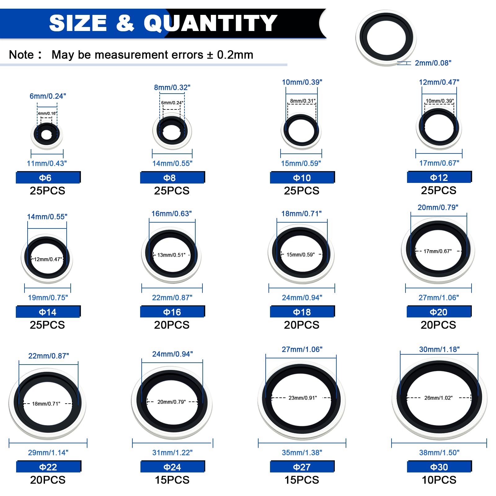 245 Metric Washer Kit - Seal & Prevent Leaks -2
