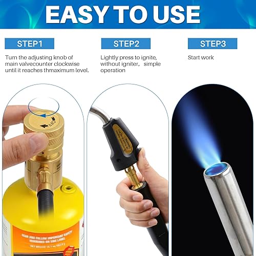 Miniatura 2 de Cabezal de antorcha de propano, antorcha de gas Mapp, manguera de antorcha de propano de 3.6 pies, kit de antorcha para gas de mapa de propano,