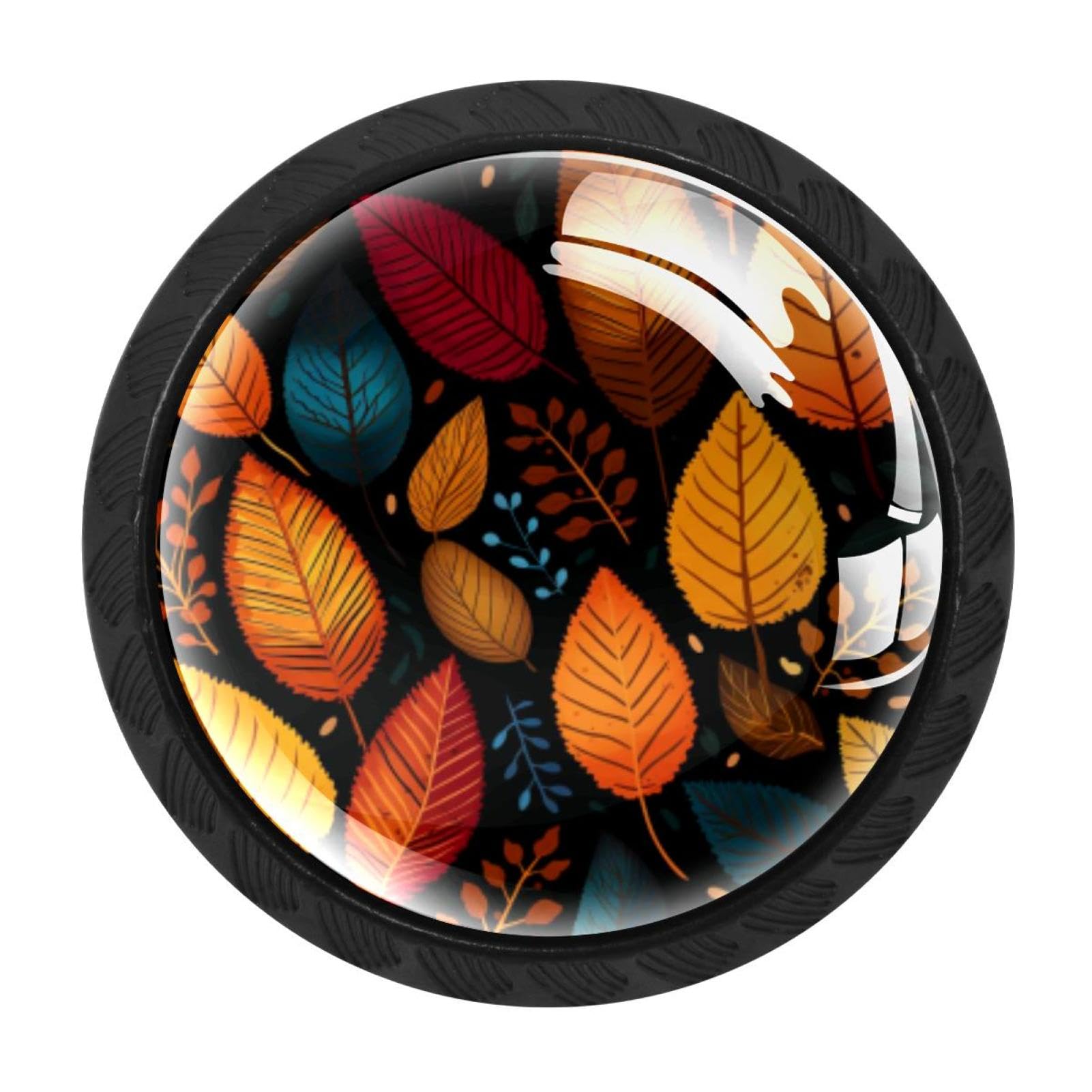 CHENZZZZ 4 Pack Round Cabinet Knobs for Kitchen Bathroom Closet Dresser Cabinets, Thanksgiving Leaves