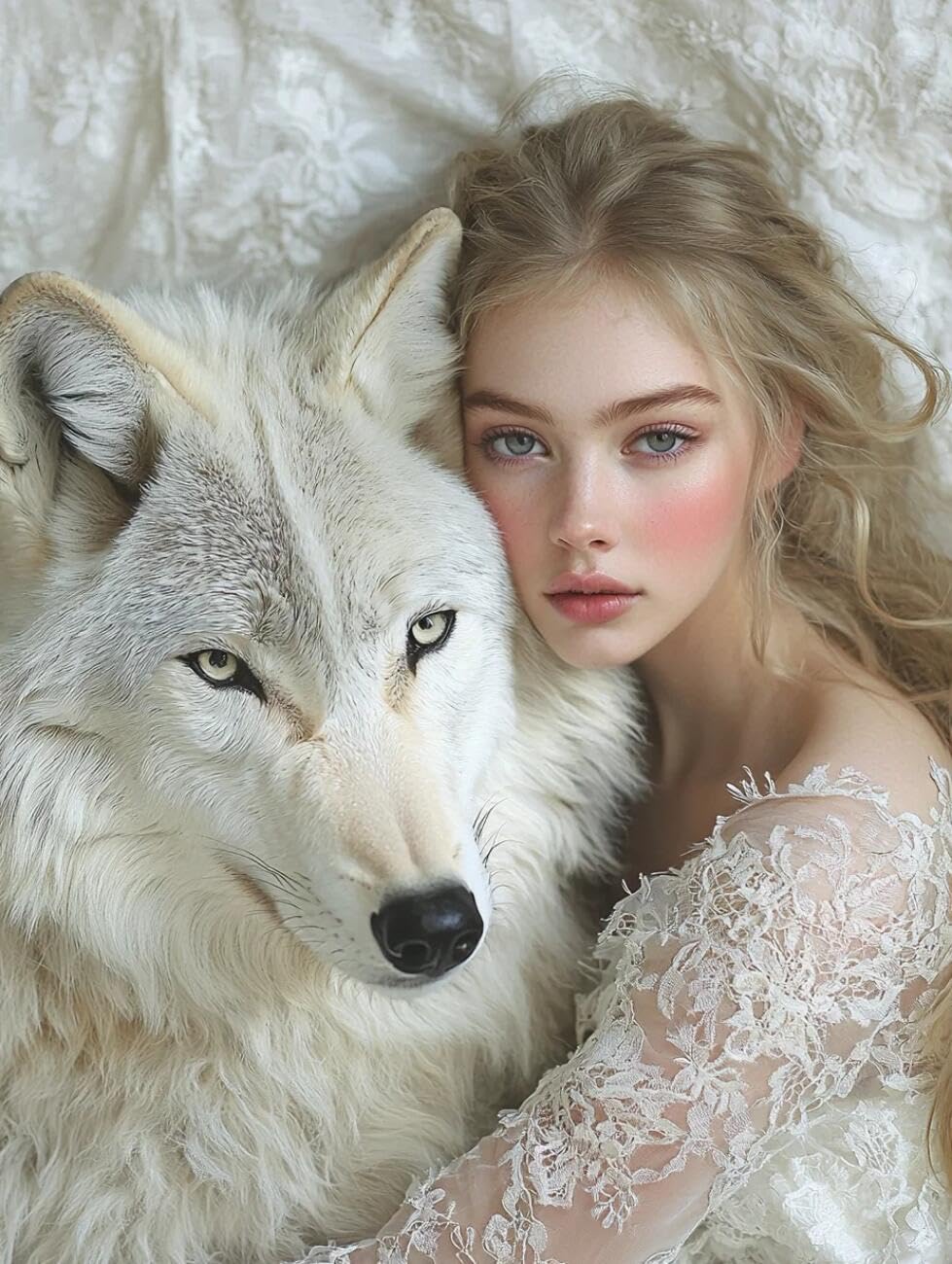 Henypt Cross Stitch Kit Fantasy Woman Animal DIY Arts Aand Craft Kit for Beginners The Elderly with Accessories Handmade DIY/Gifts 14CT 80x100cm