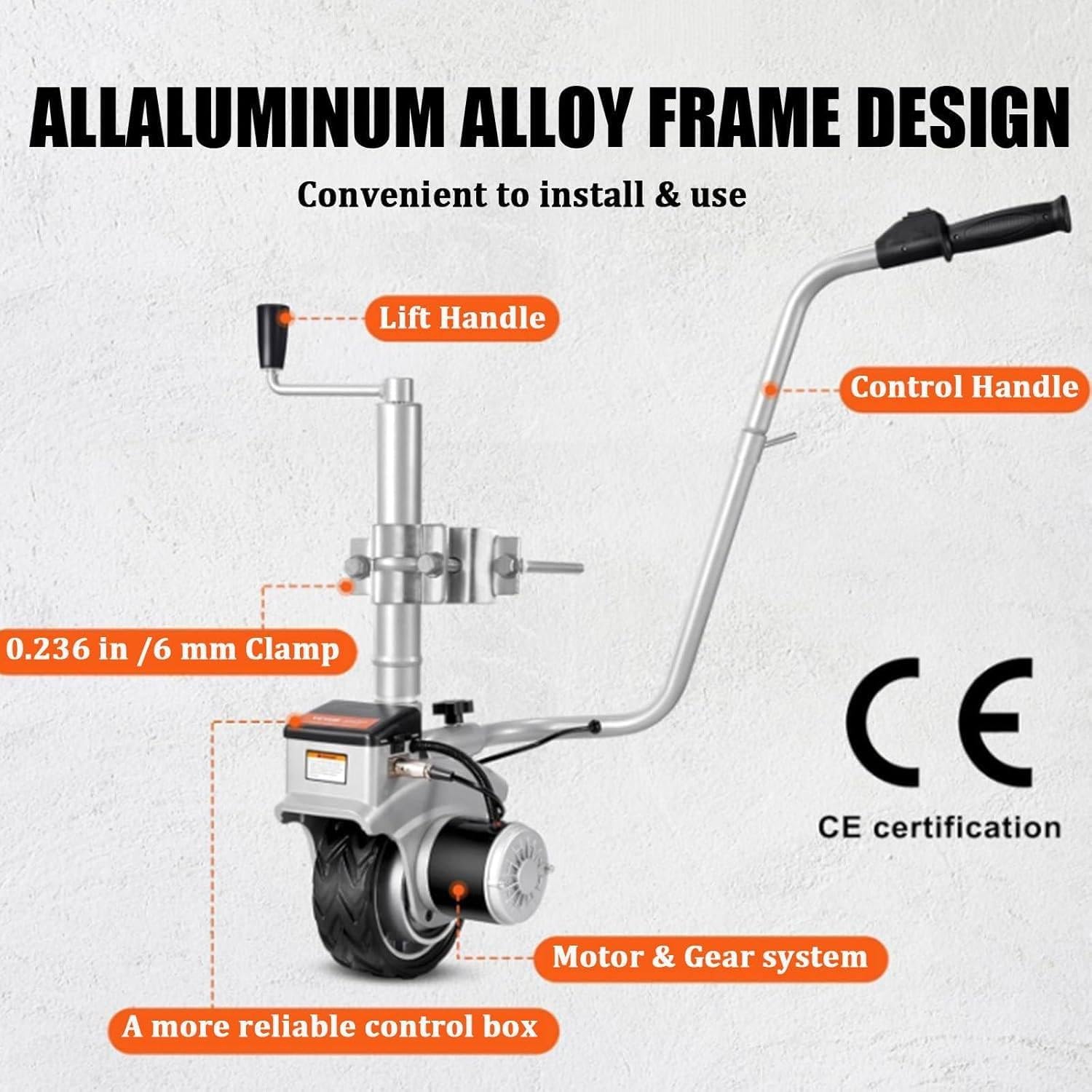 Koło elektryczne 350 W – 12 V z silnikiem do przyczepy kempingowej o nośności 2270 kg, aluminiowy podnośnik przyczepy do łodzi i przyczepy kempingowej, prędkość 5-7 m/min i łatwa instalacja